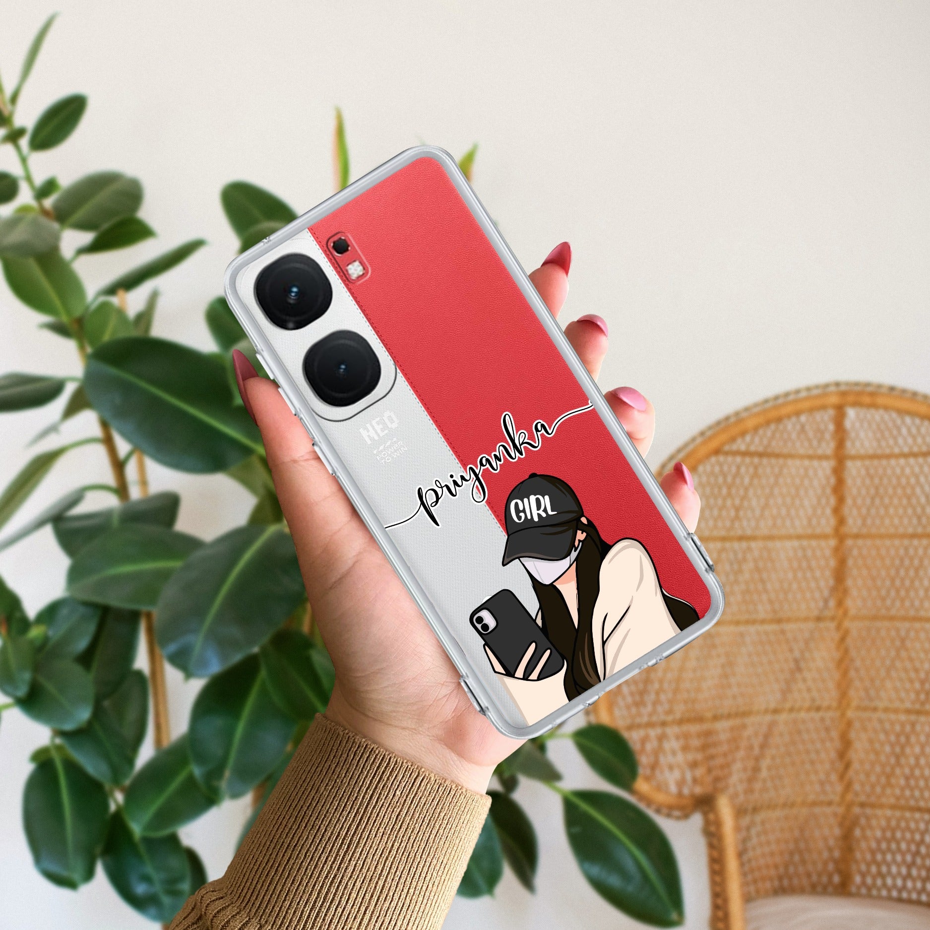 Stylish Girl With Cap Customize Transparent Silicon Case For iQOO Neo 9 Pro 5G