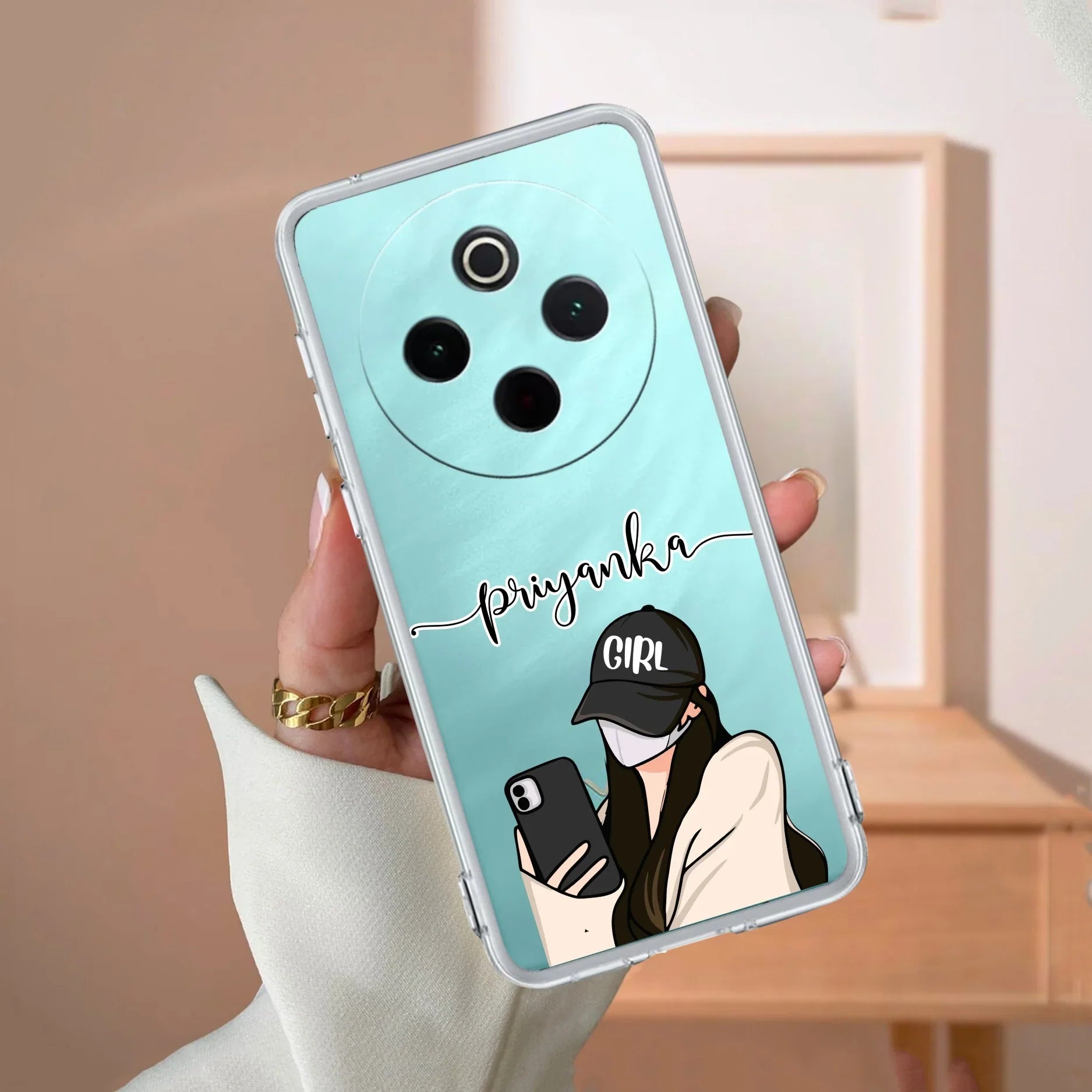 Stylish Girl With Cap Customize Transparent Silicon Case For iQOO Z10 5G