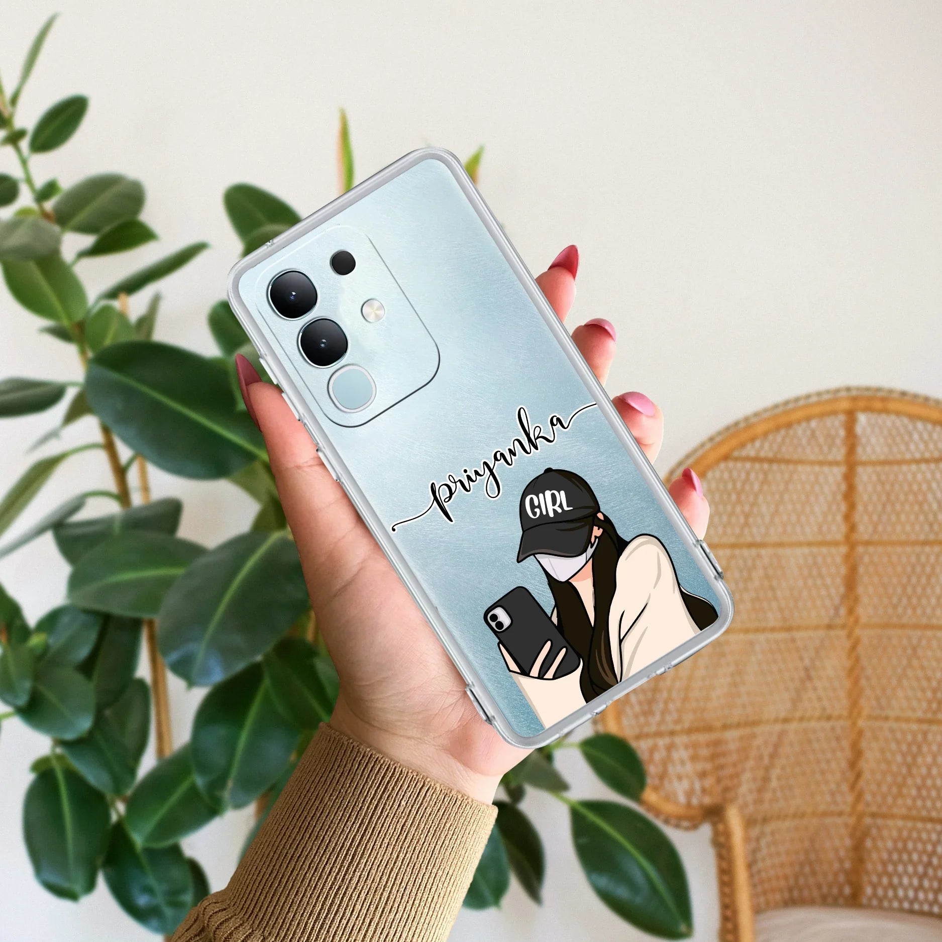 Stylish Girl With Cap Customize Transparent Silicon Case For iQOO Z7 5G