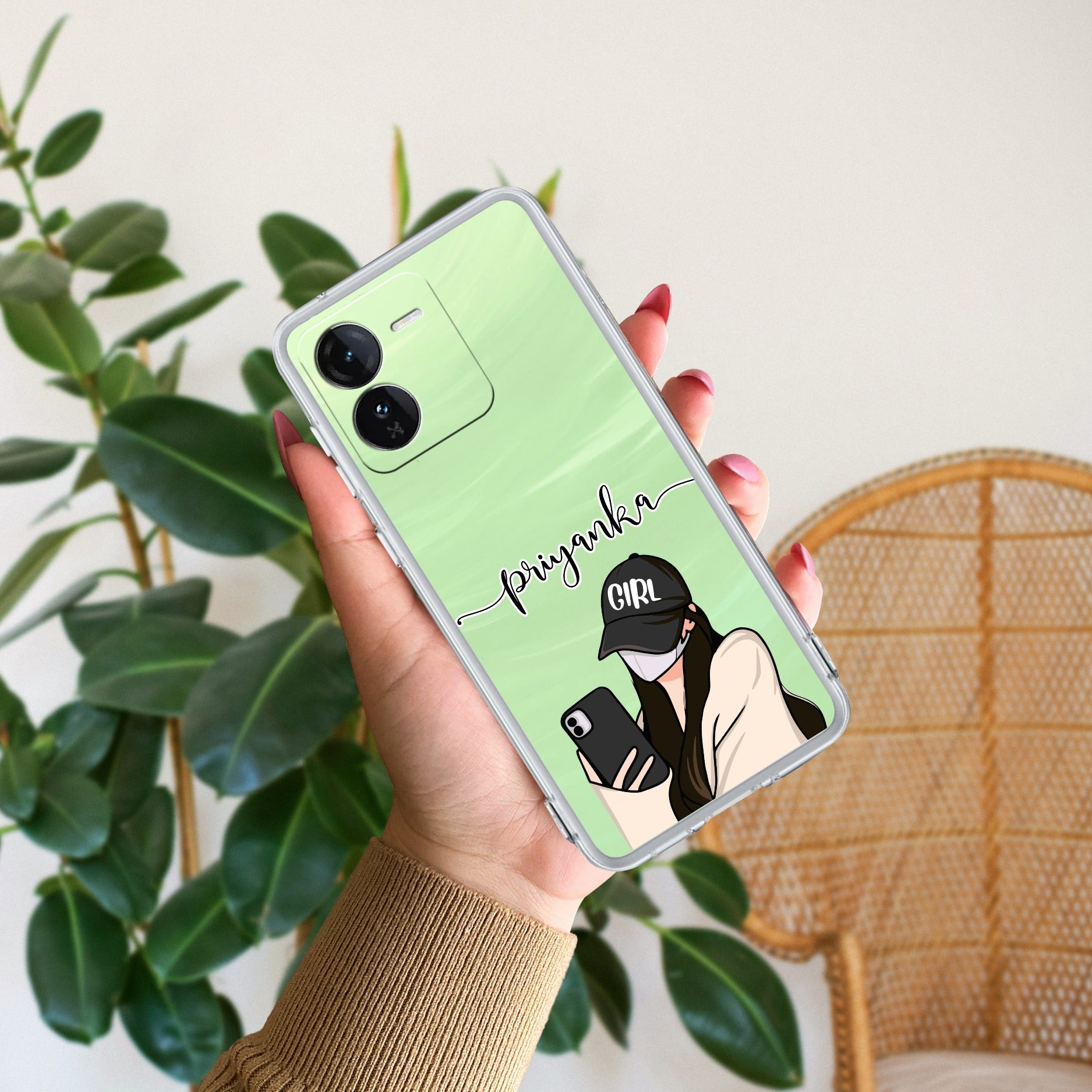 Stylish Girl With Cap Customize Transparent Silicon Case For iQOO Z9 5G