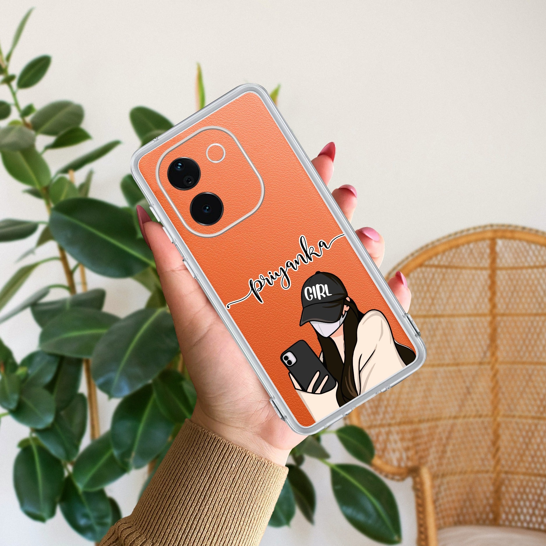 Stylish Girl With Cap Customize Transparent Silicon Case For Vivo