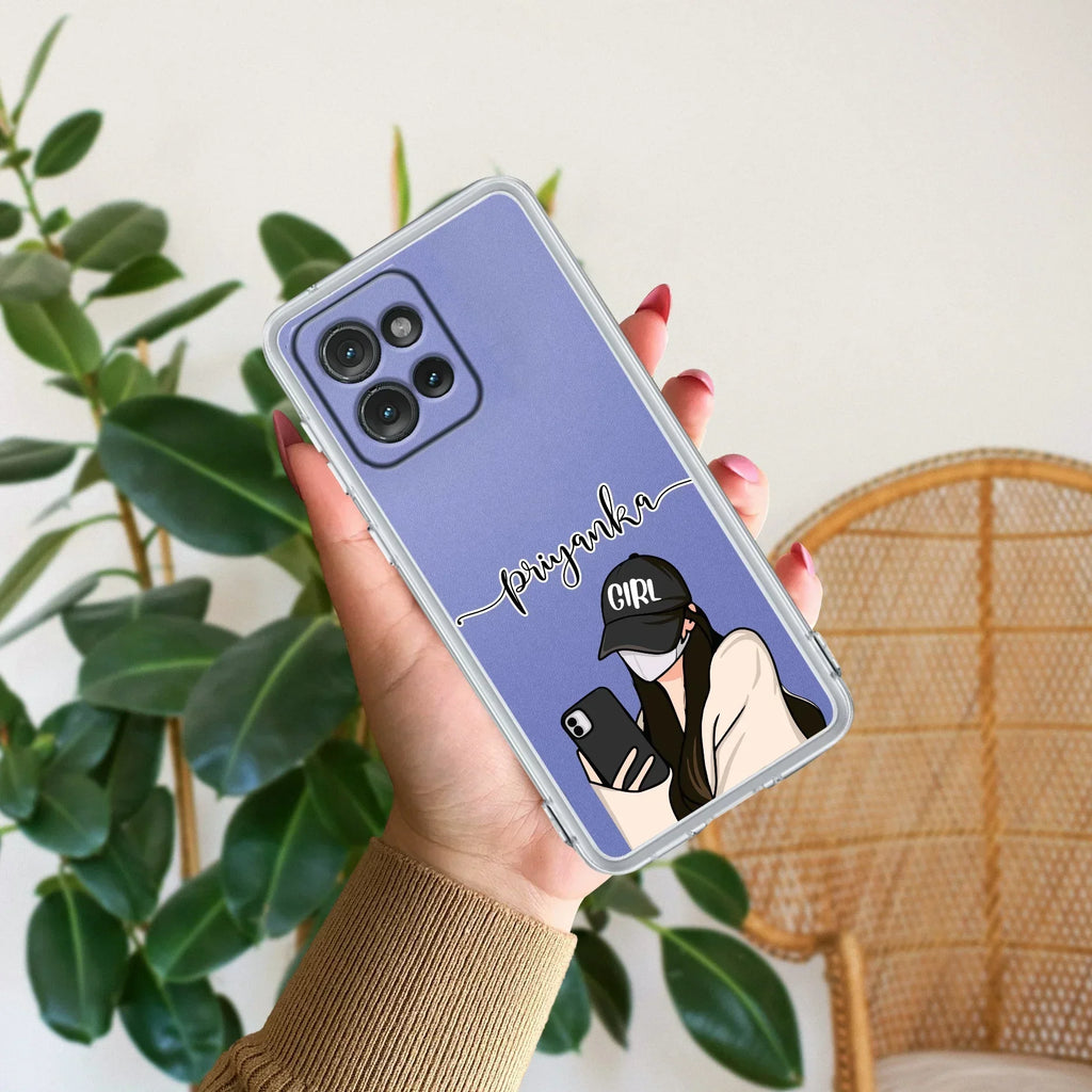 Stylish Girl With Cap Customize Anti Yellow Case For Motorola Edge 50 Neo