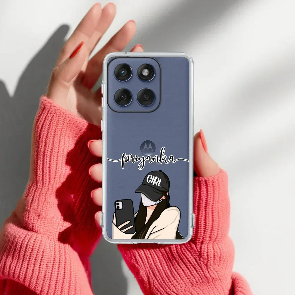 Stylish Girl With Cap Customize Anti Yellow Case For Motorola Edge 60 Pro 5G