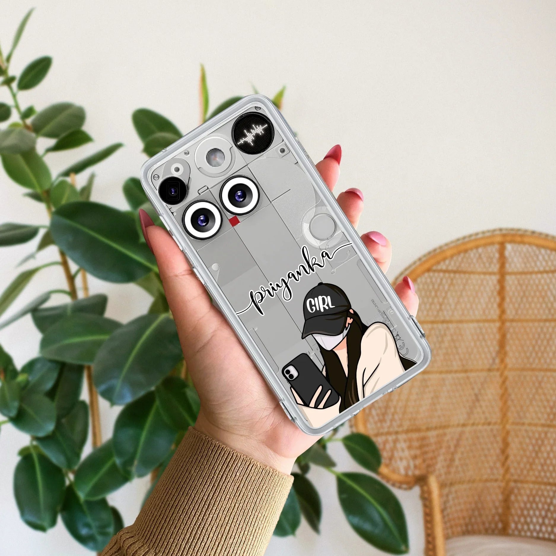 Stylish Girl With Cap Customize Transparent Silicon Case For Nothing - ShopOnCliQ