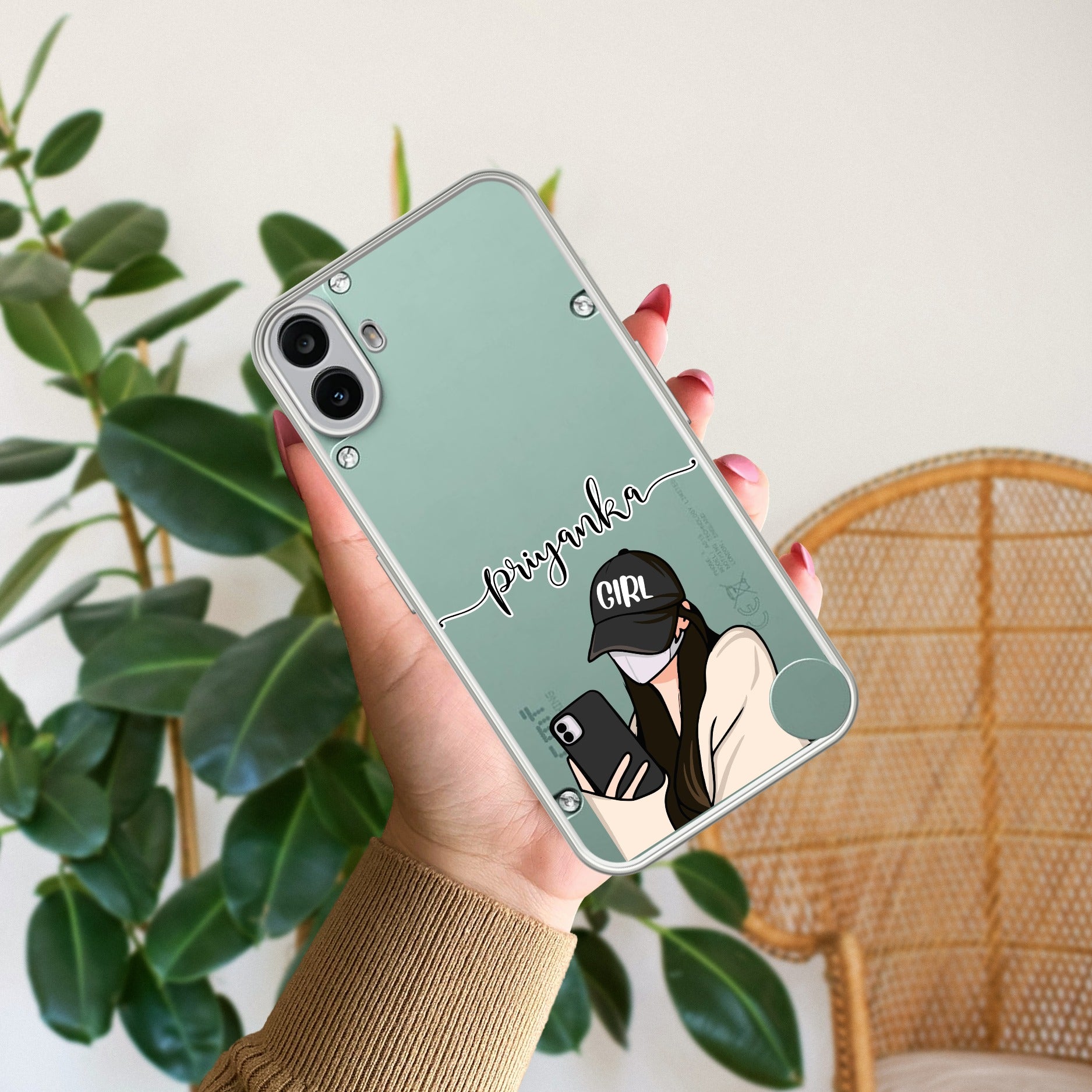 Stylish Girl With Cap Customize Anti Yellow Case For CMF Nothing Phone 1 5G