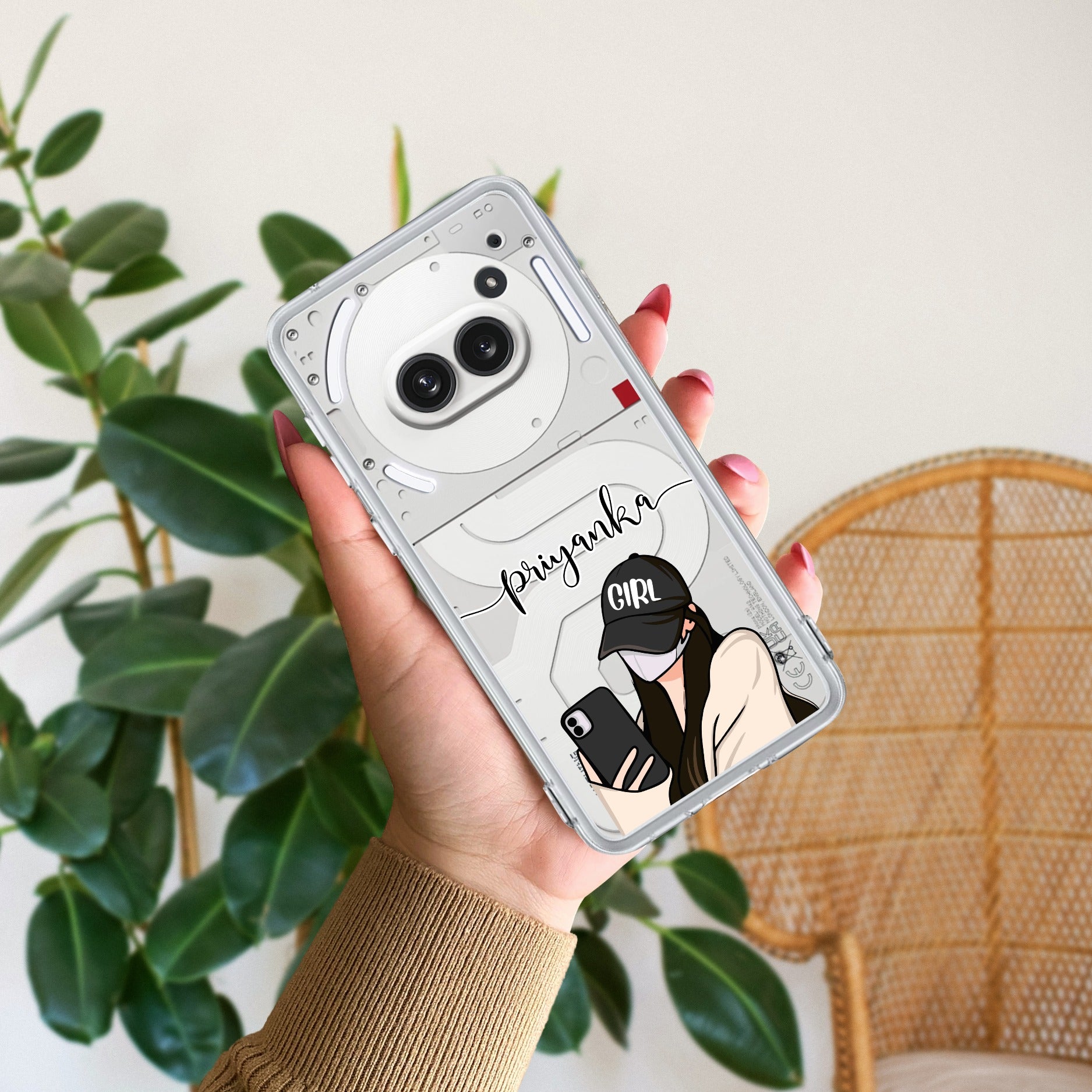 Stylish Girl With Cap Customize Transparent Silicon Case For Nothing Phone 2a 5G