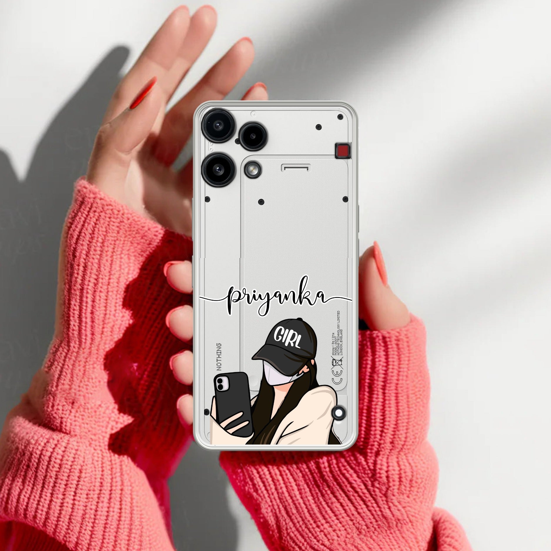 Stylish Girl With Cap Customize Transparent Silicon Case For Nothing Phone 3a Lite 5G