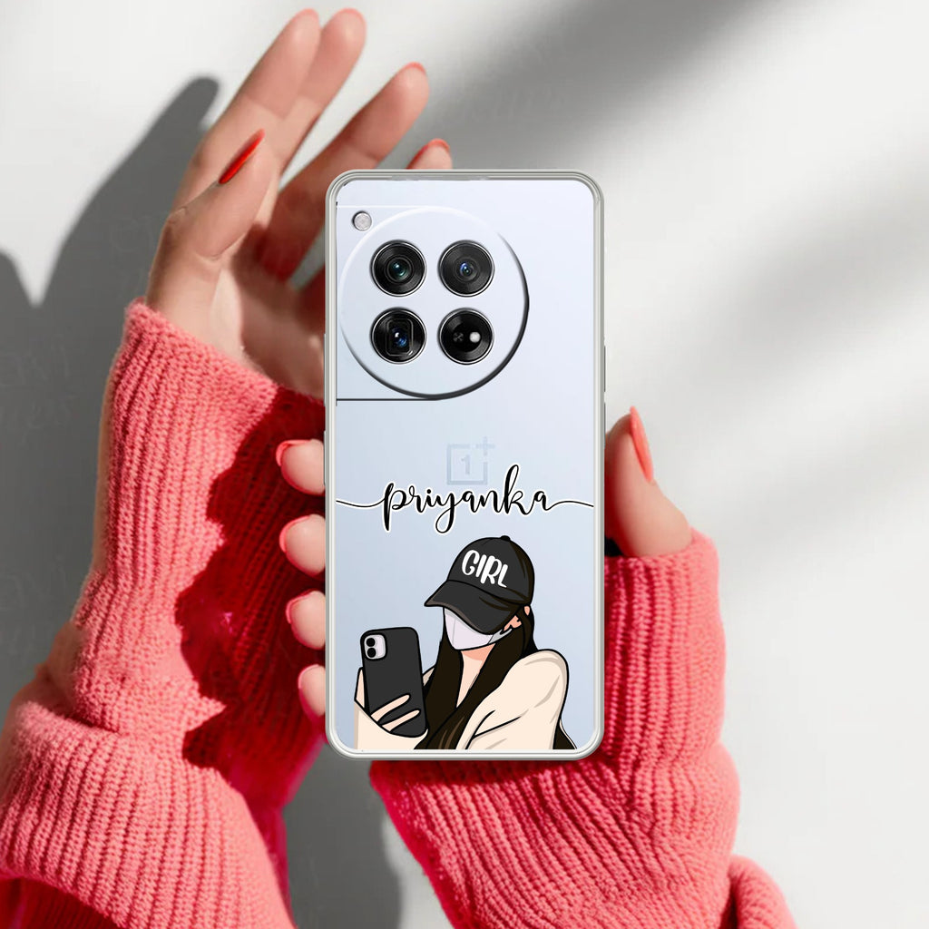 Stylish Girl With Cap Customize Anti Yellow Case For OnePlus 12 5G