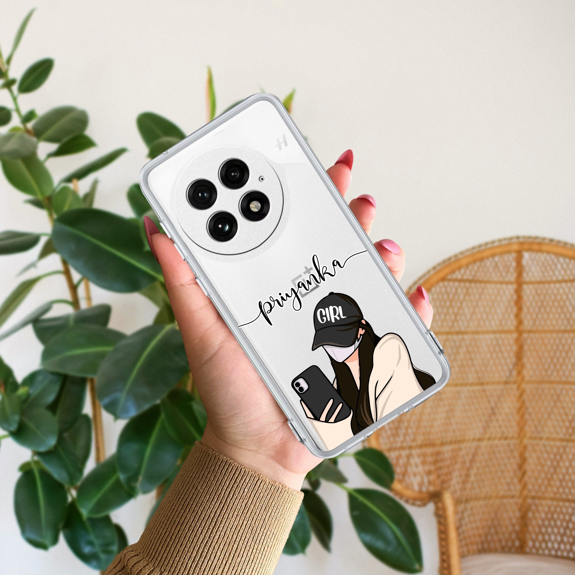 Stylish Girl With Cap Customize Transparent Silicon Case For OnePlus 13 5G