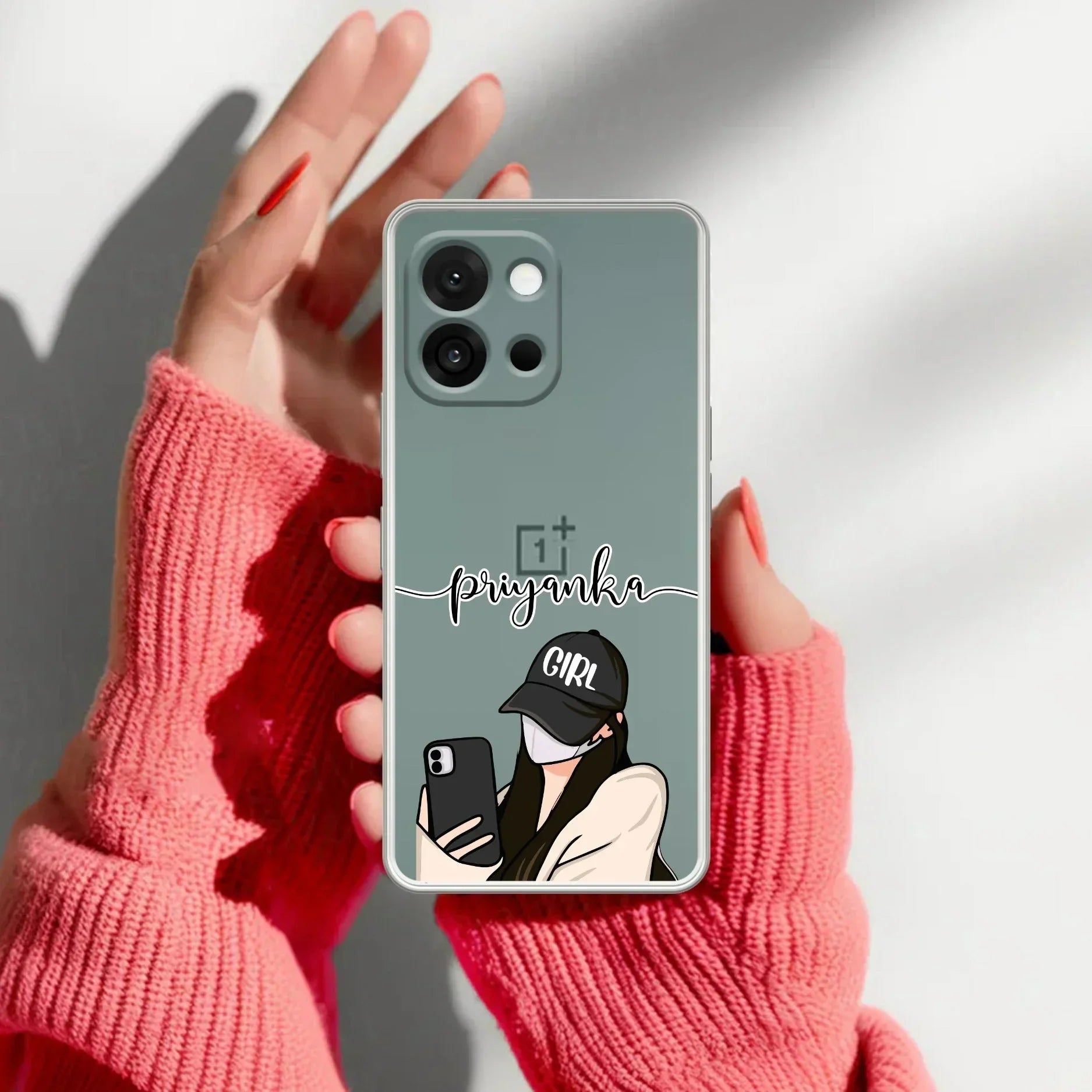 Stylish Girl With Cap Customize Transparent Silicon Case For OnePlus