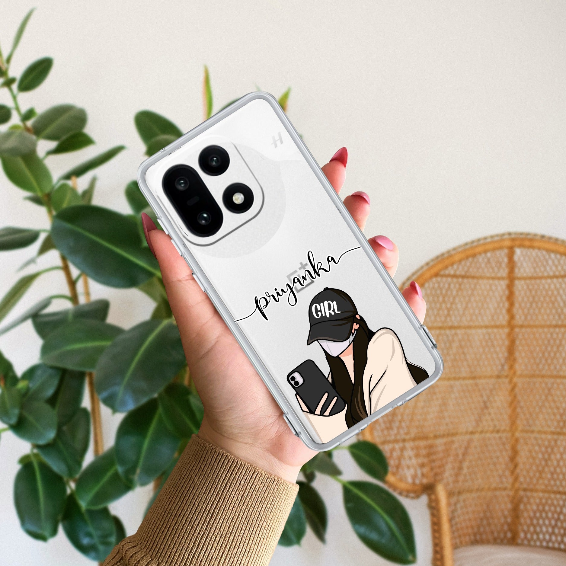 Stylish Girl With Cap Customize Anti Yellow Case For OnePlus 15 5G