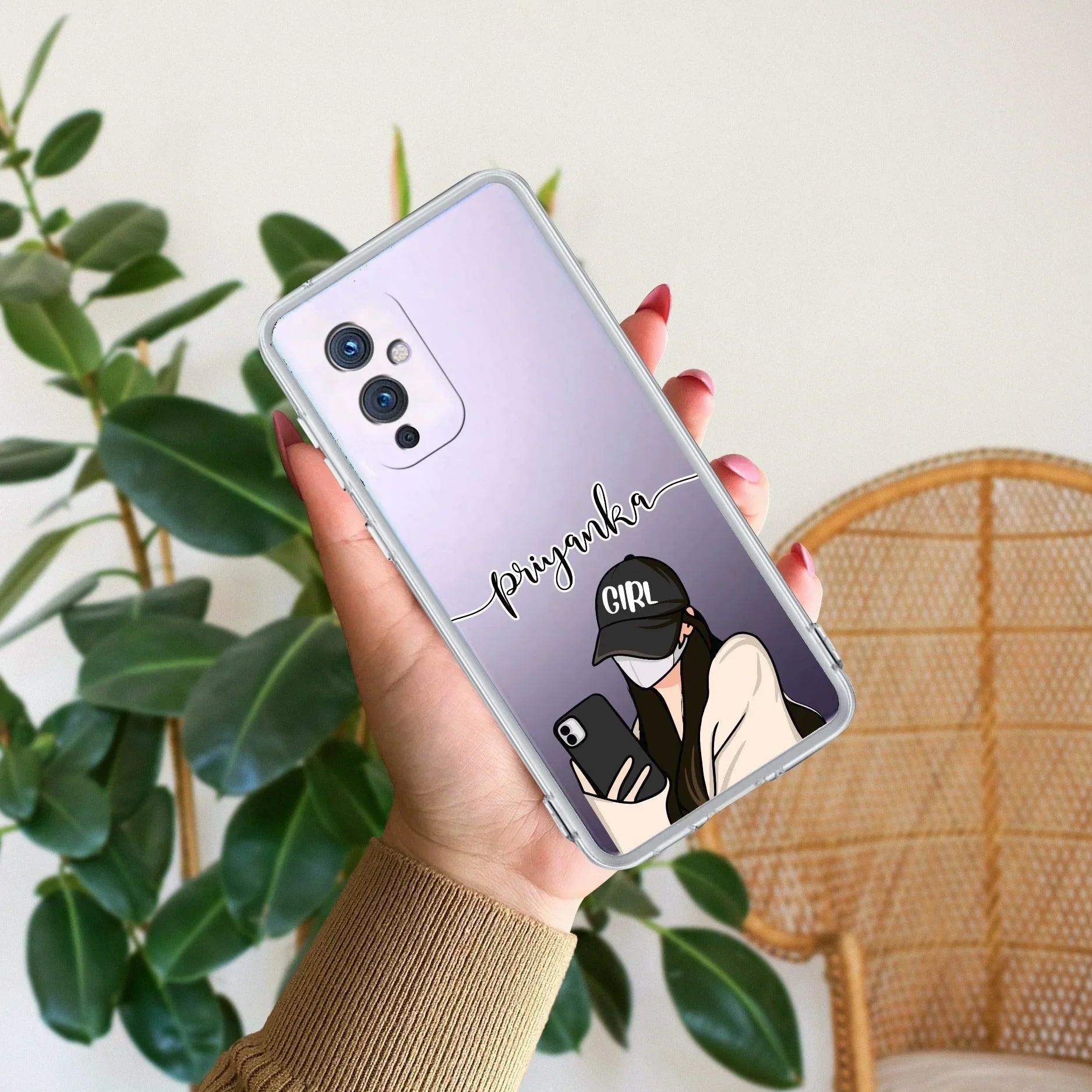 Stylish Girl With Cap Customize Transparent Silicon Case For OnePlus