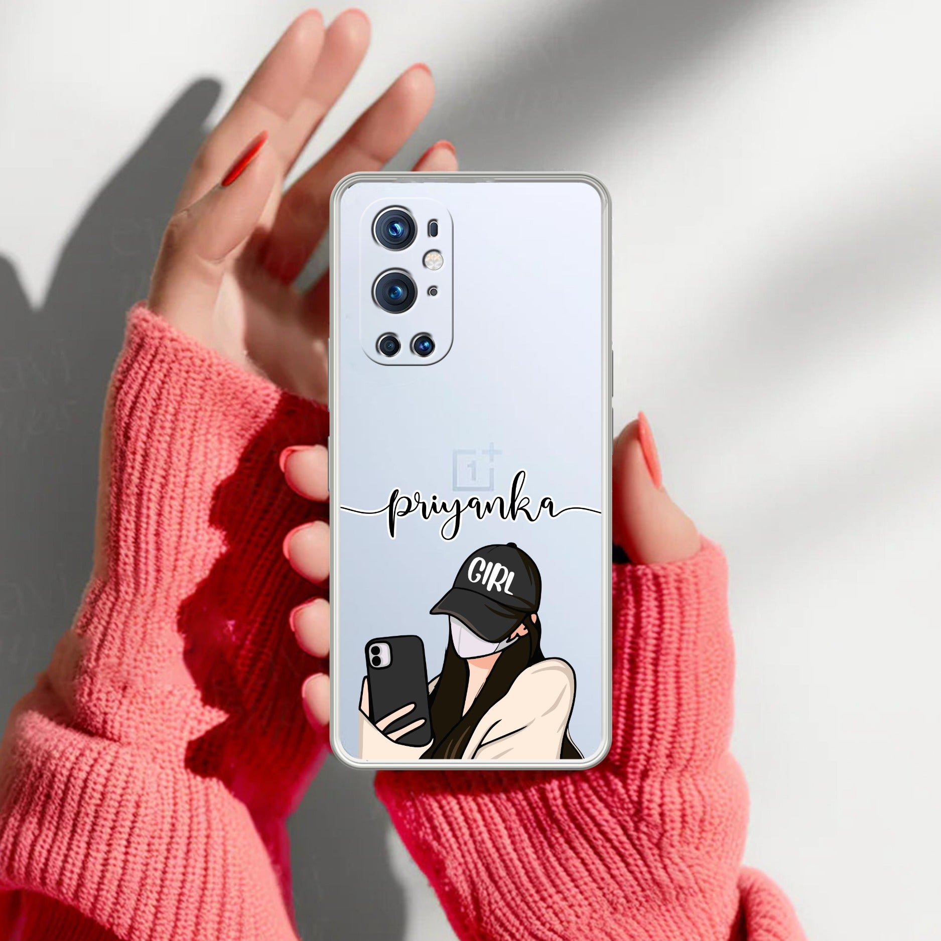 Stylish Girl With Cap Customize Transparent Silicon Case For OnePlus