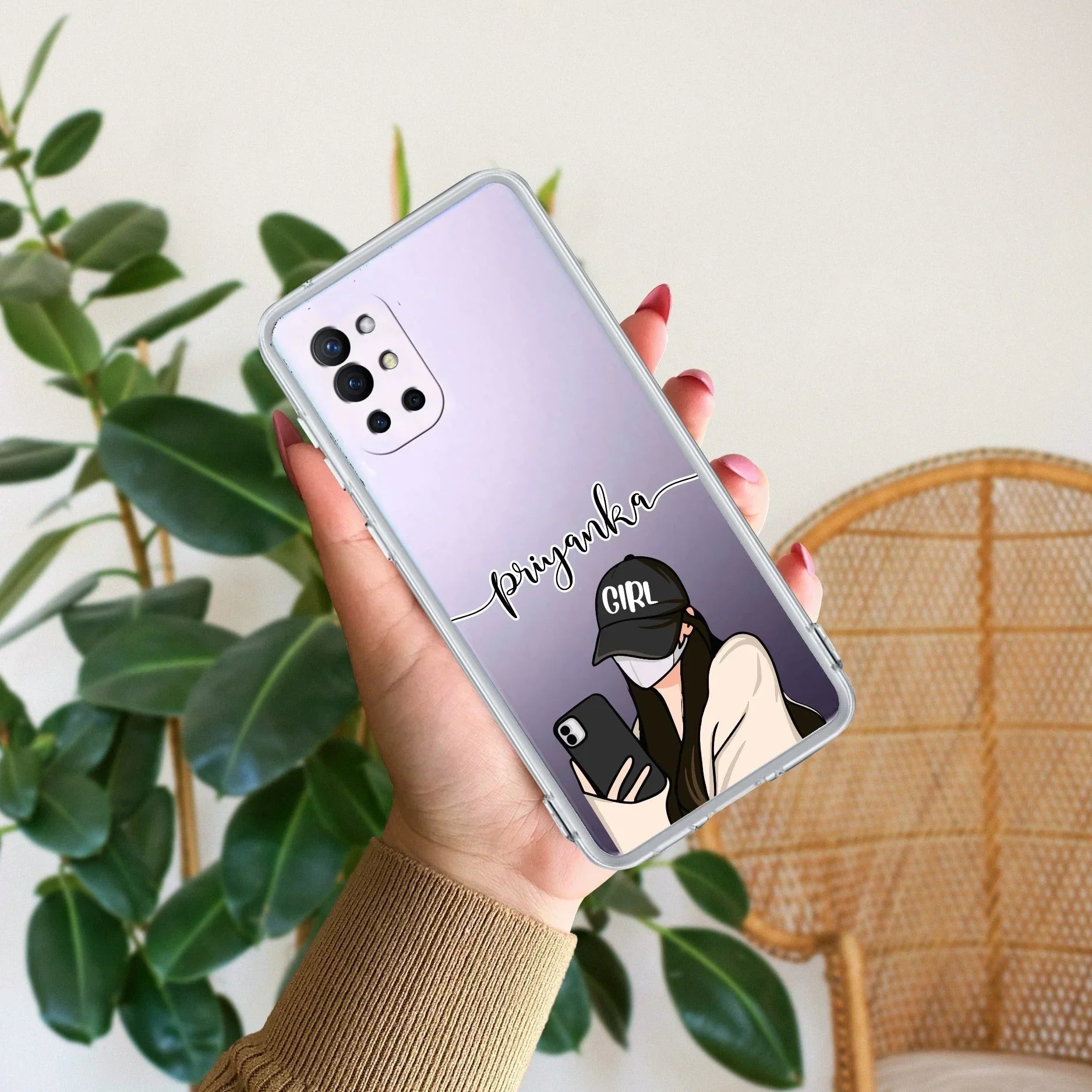 Stylish Girl With Cap Customize Transparent Silicon Case For OnePlus