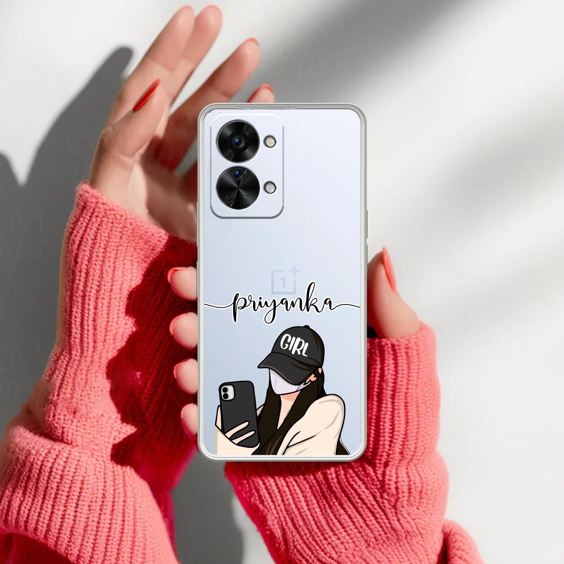 Stylish Girl With Cap Customize Transparent Silicon Case For OnePlus