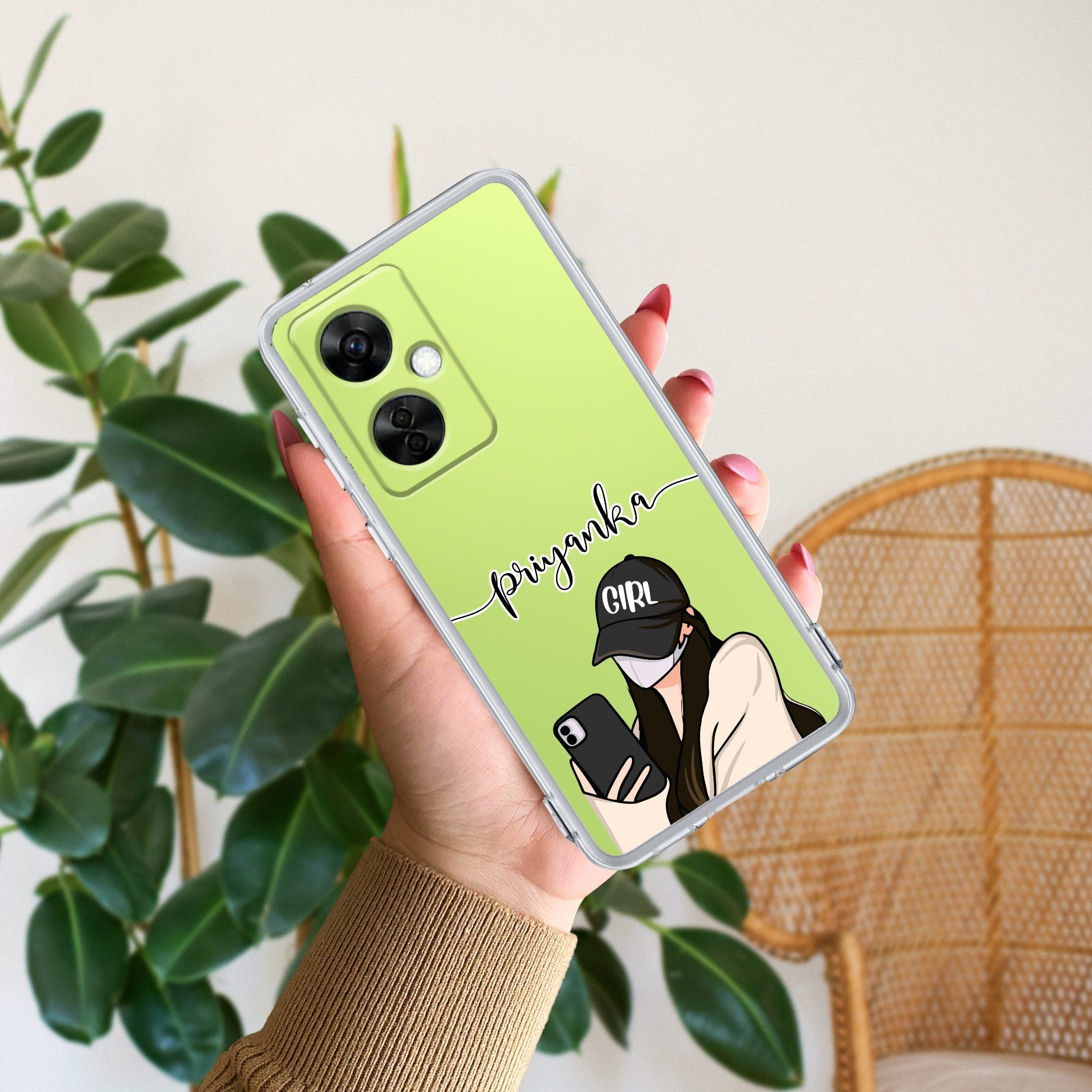 Stylish Girl With Cap Customize Transparent Silicon Case For OnePlus