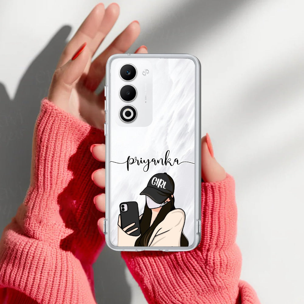 Stylish Girl With Cap Customize Transparent Silicon Case For Oppo