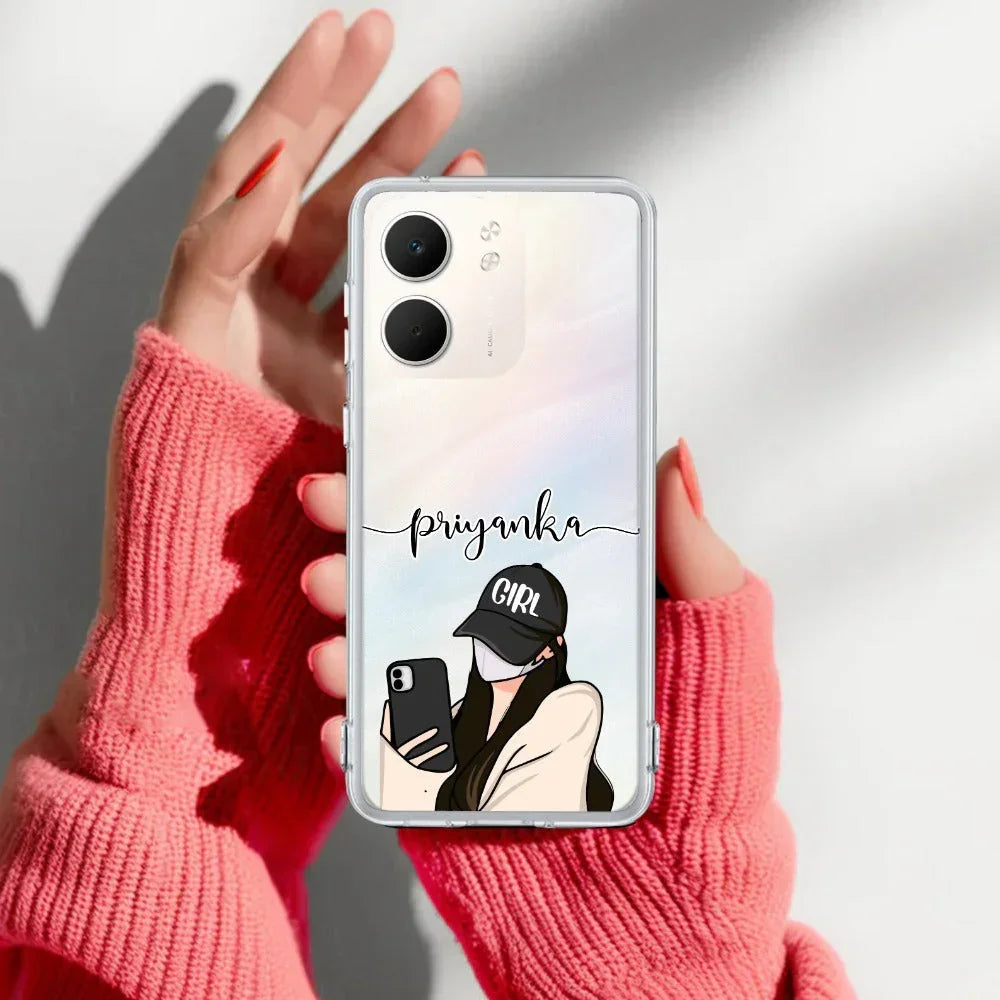 Stylish Girl With Cap Customize Anti Yellow Case For Oppo A5X 5G