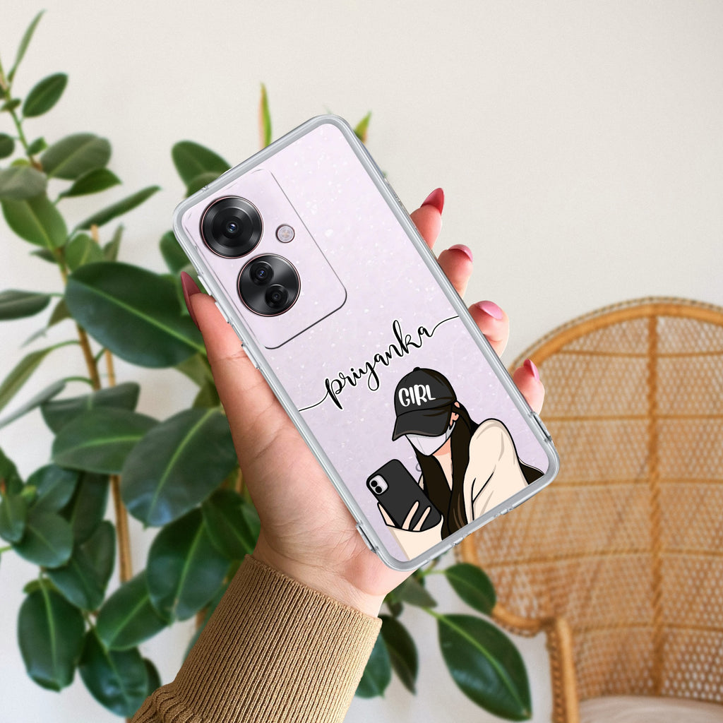 Stylish Girl With Cap Customize Anti Yellow Case For Oppo F25 Pro 5G