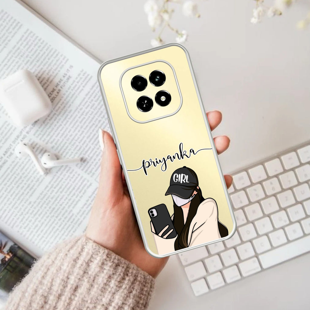 Stylish Girl With Cap Customize Anti Yellow Case For Oppo F29 5G