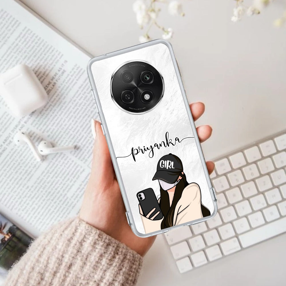 Stylish Girl With Cap Customize Transparent Silicon Case For Oppo