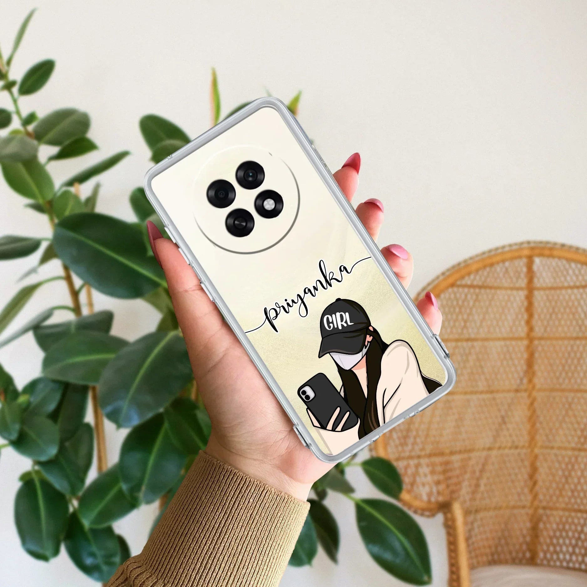 Stylish Girl With Cap Customize Anti Yellow Case For Oppo F31 Pro Plus 5G