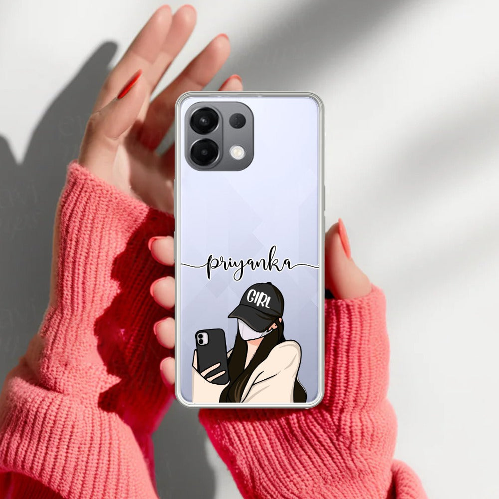 Stylish Girl With Cap Customize Transparent Silicon Case For Oppo