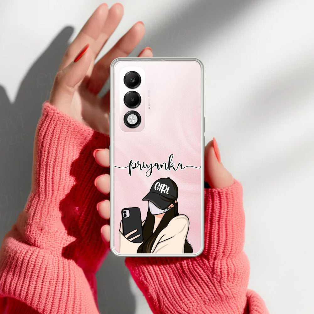 Stylish Girl With Cap Customize Transparent Silicon Case For Oppo