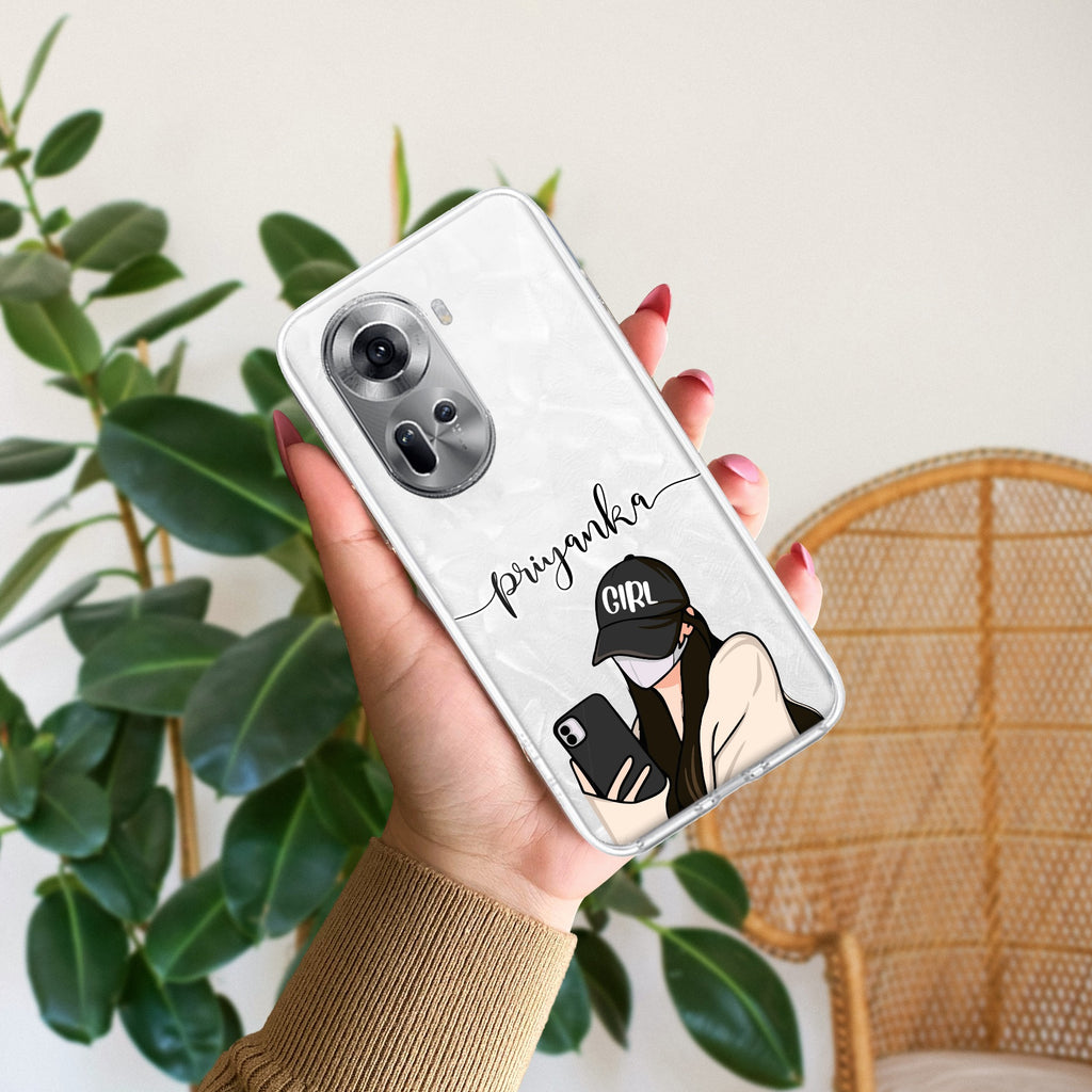 Stylish Girl With Cap Customize Anti Yellow Case For Oppo Reno 11 5G