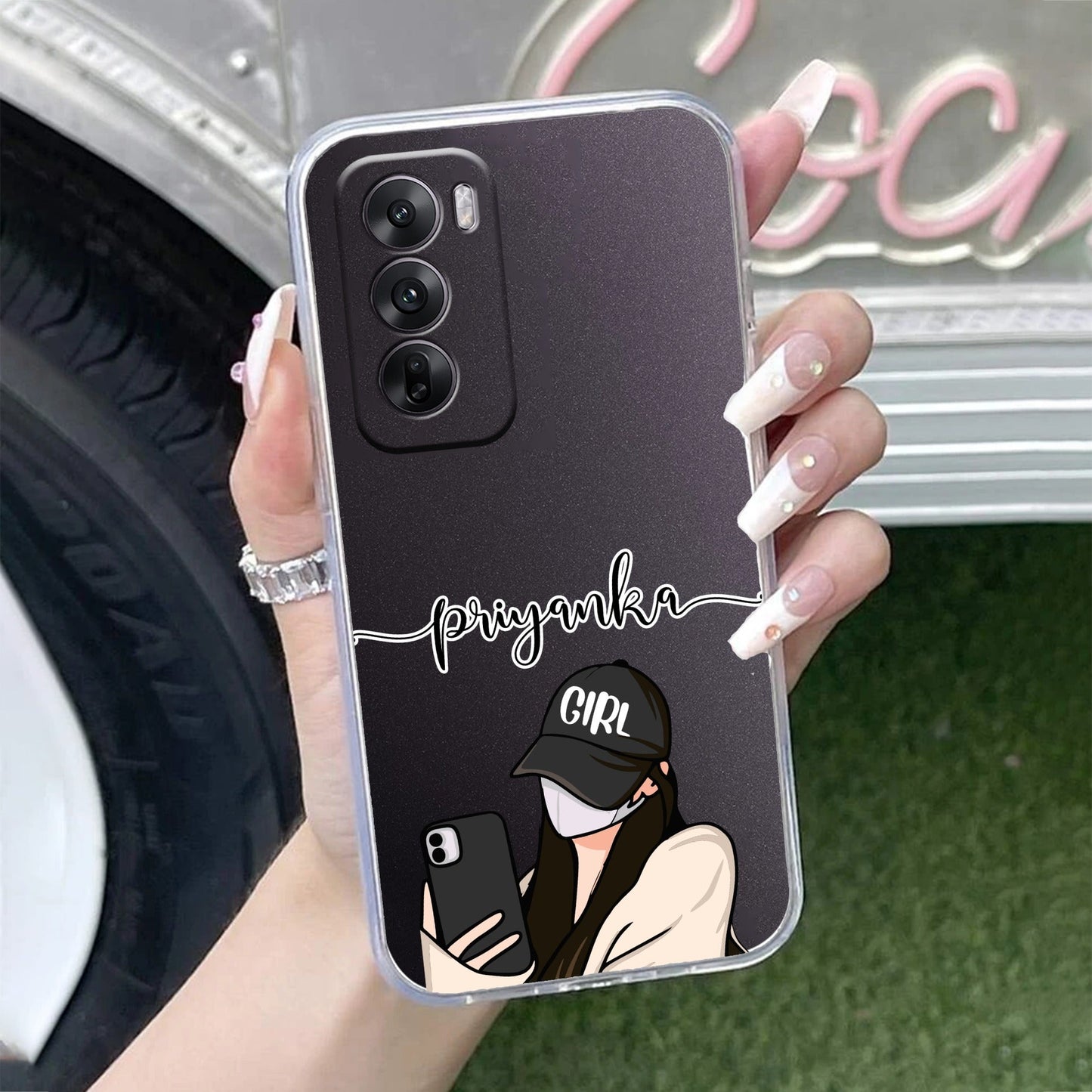 Stylish Girl With Cap Customize Transparent Silicon Case For Oppo