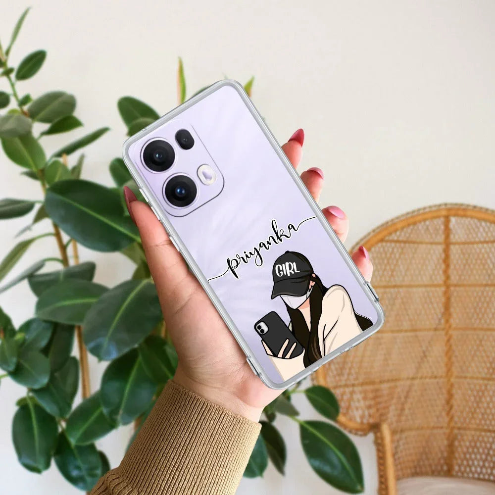 Stylish Girl With Cap Customize Anti Yellow Case For Oppo Reno 13 Pro 5G
