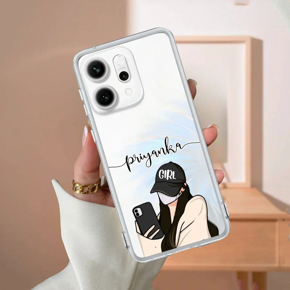 Stylish Girl With Cap Customize Anti Yellow Case For OPPO Reno 14 Pro 5G