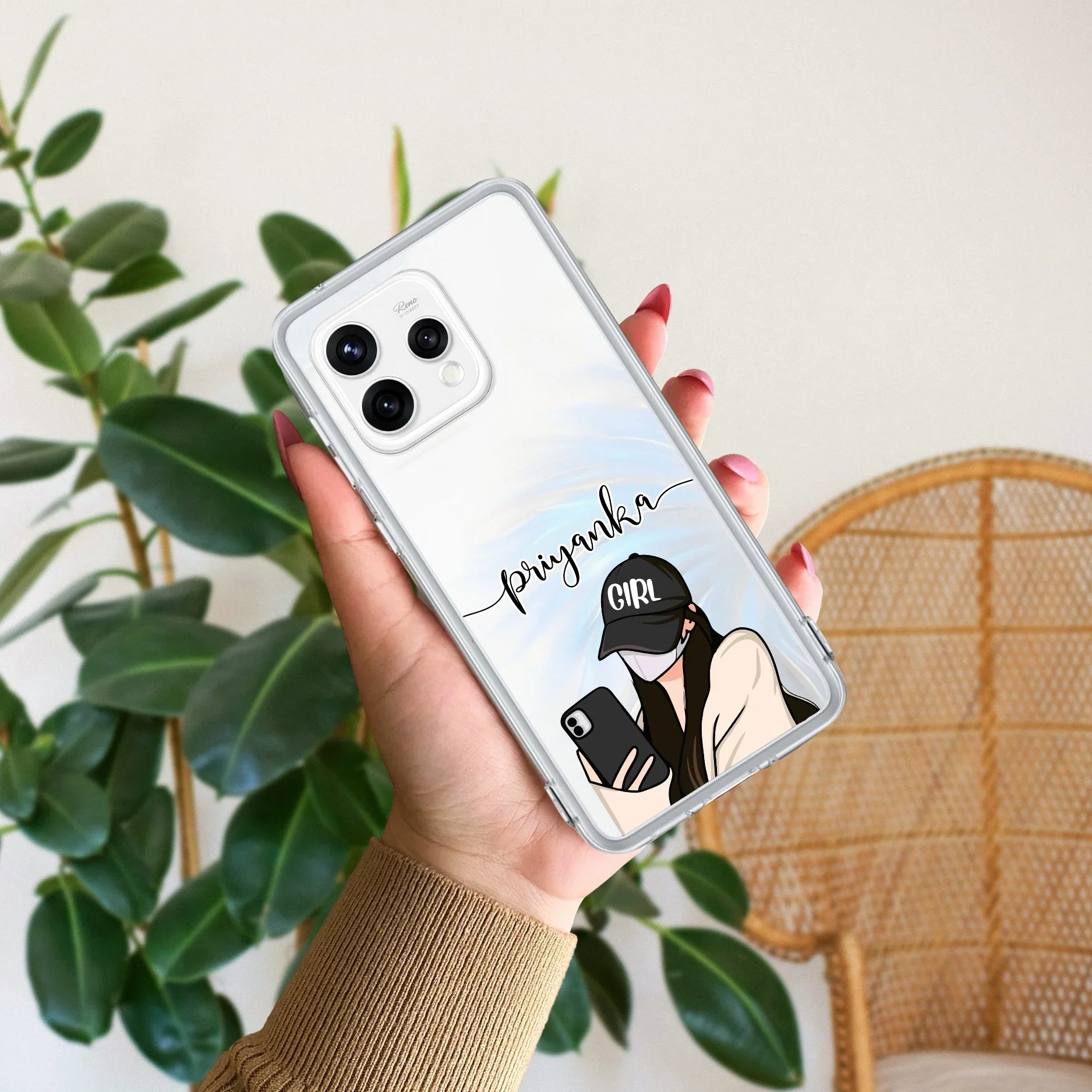 Stylish Girl With Cap Customize Anti Yellow Case For Oppo Reno 15 5G
