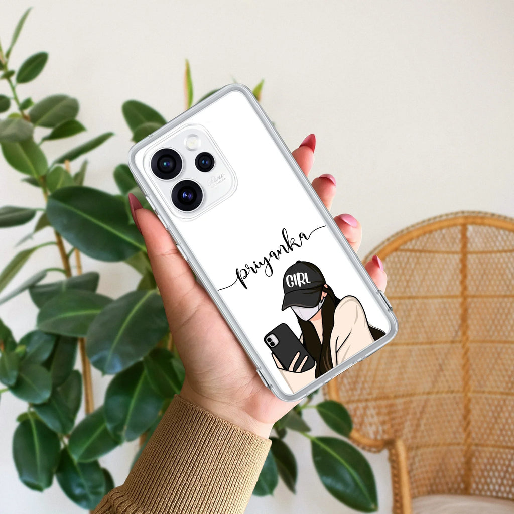 Stylish Girl With Cap Customize Anti Yellow Case For Oppo Reno 15 Pro Mini 5G