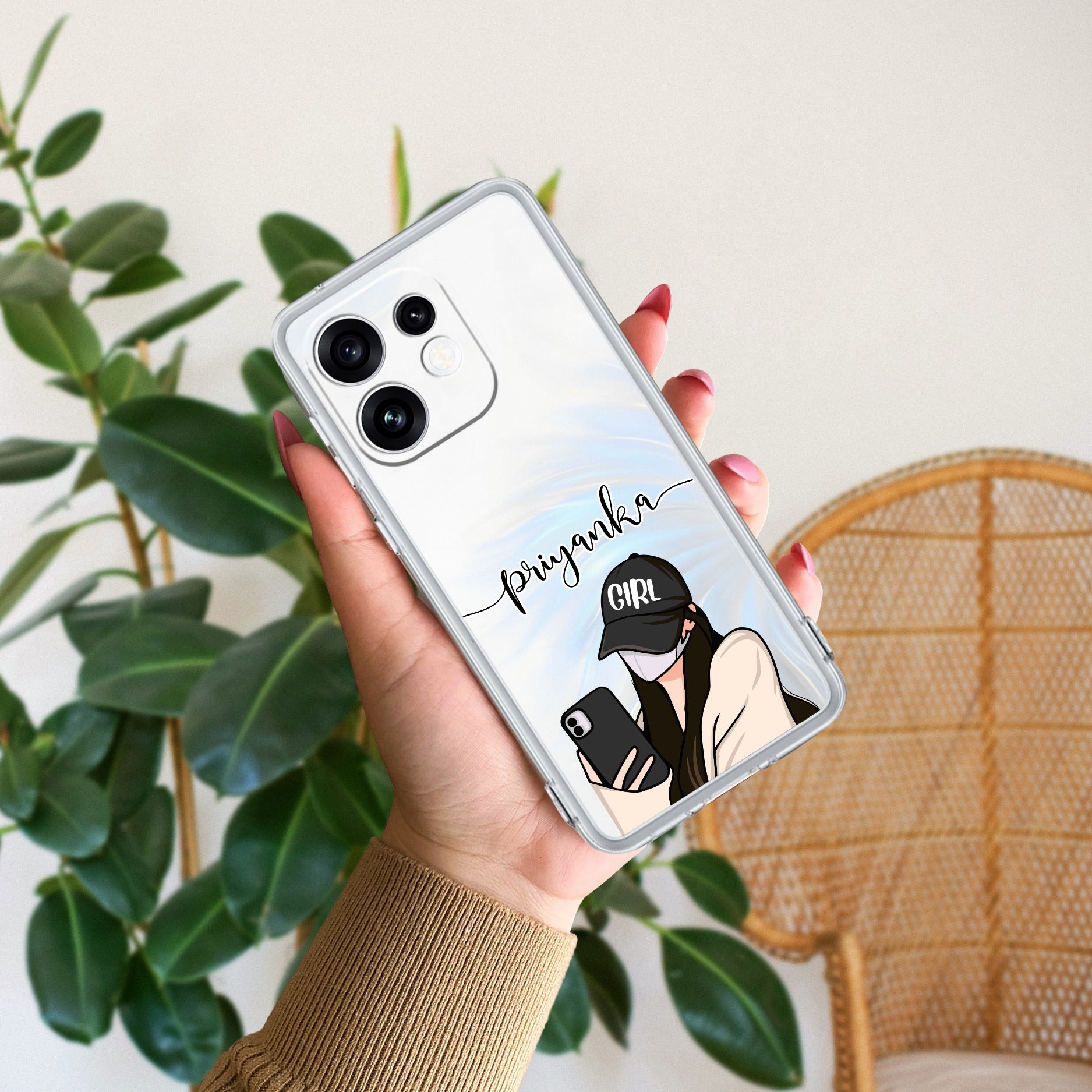 Stylish Girl With Cap Customize Anti Yellow Case For Oppo Reno 16 5G