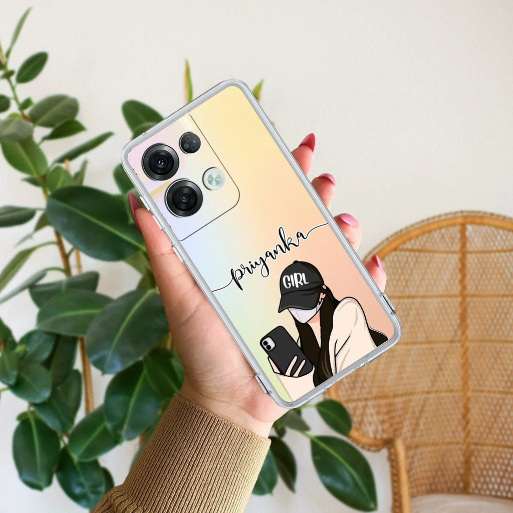 Stylish Girl With Cap Customize Anti Yellow Case For Oppo Reno 8 Pro 5G