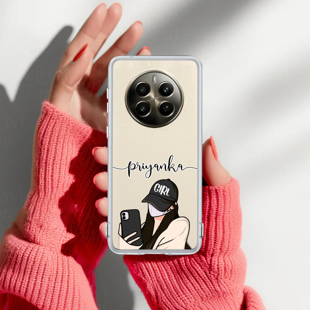 Stylish Girl With Cap Customize Anti Yelllow Case For Realme P1 Pro 5G