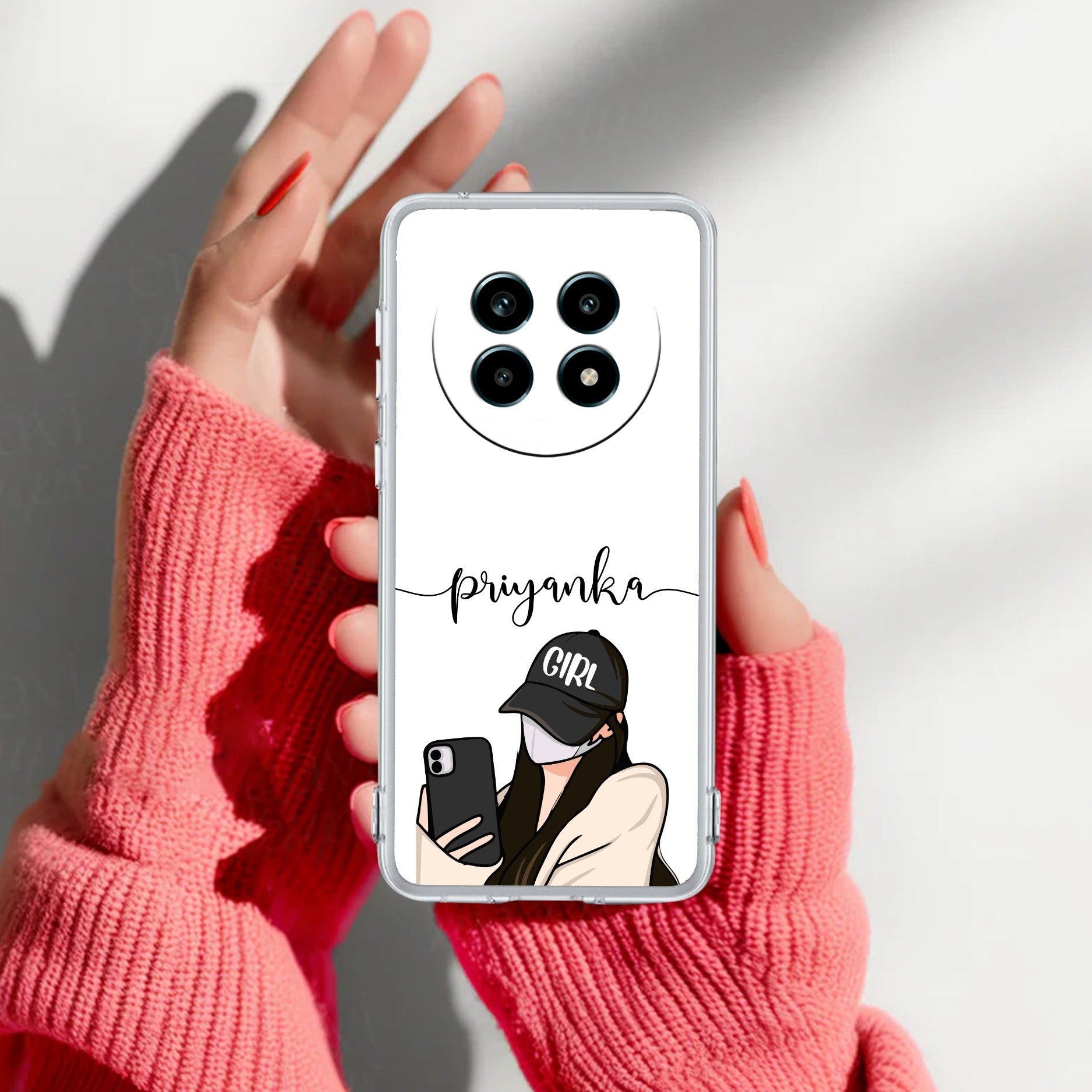 Stylish Girl With Cap Customize Anti Yelllow Case For Realme 14 Pro Lite 5G