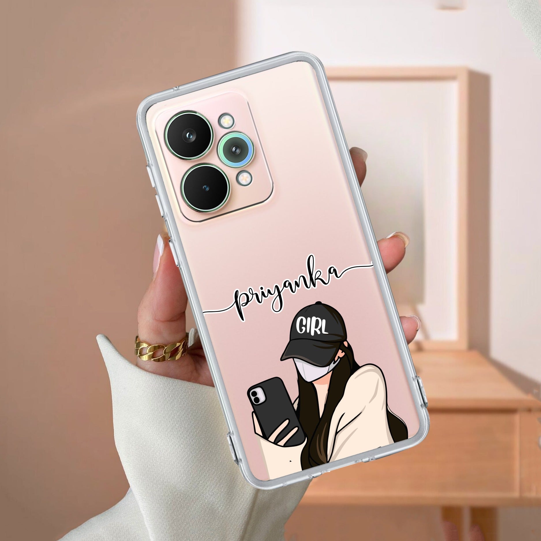 Stylish Girl With Cap Customize Anti Yellow Case For Realme 15 Pro 5G