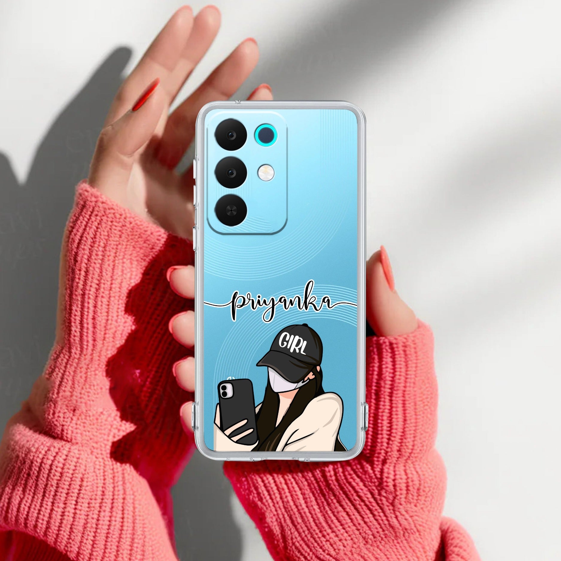 Stylish Girl With Cap Customize Anti Yelllow Case For Realme 15X 5G