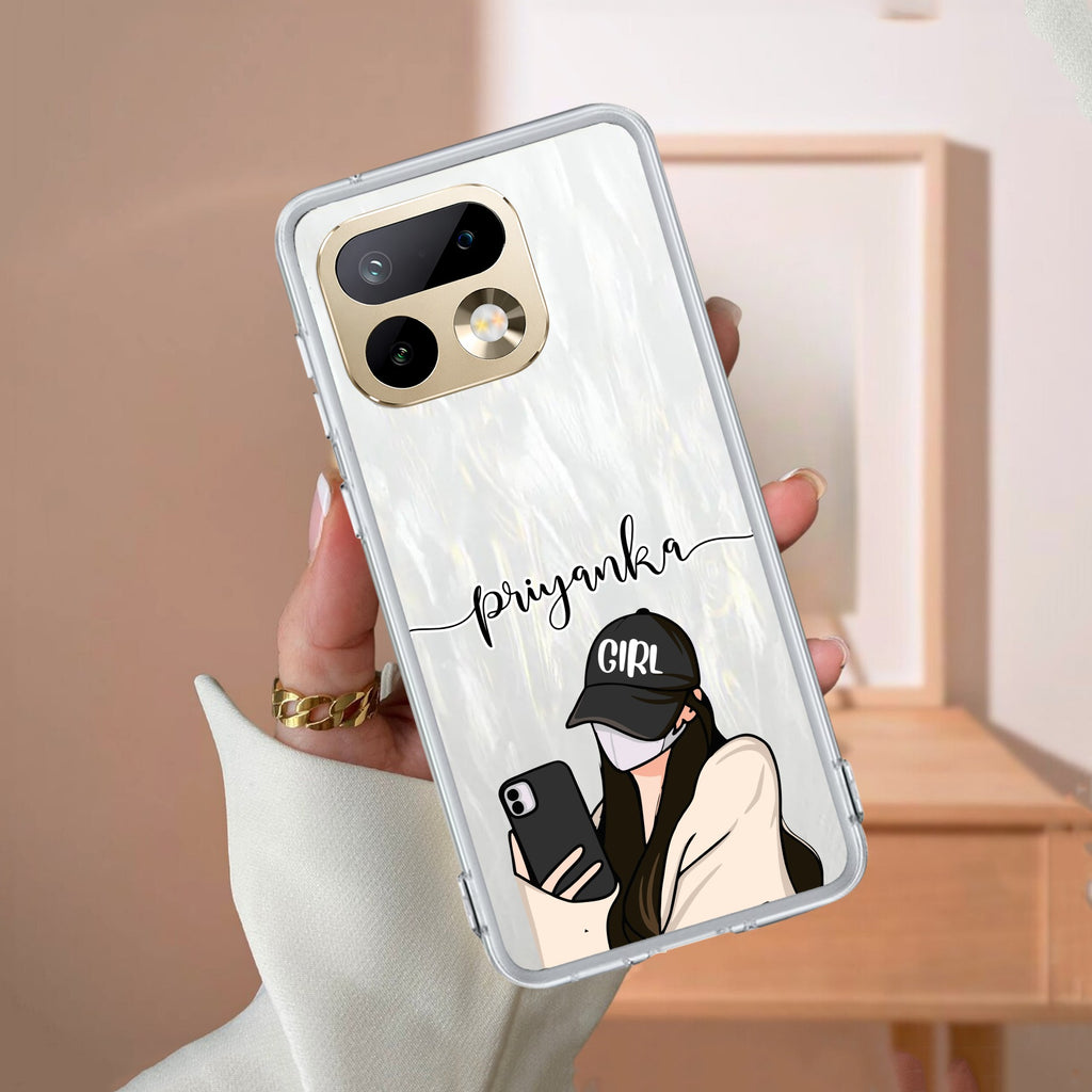 Stylish Girl With Cap Customize Transparent Silicon Case For Realme/Narzo - ShopOnCliQ