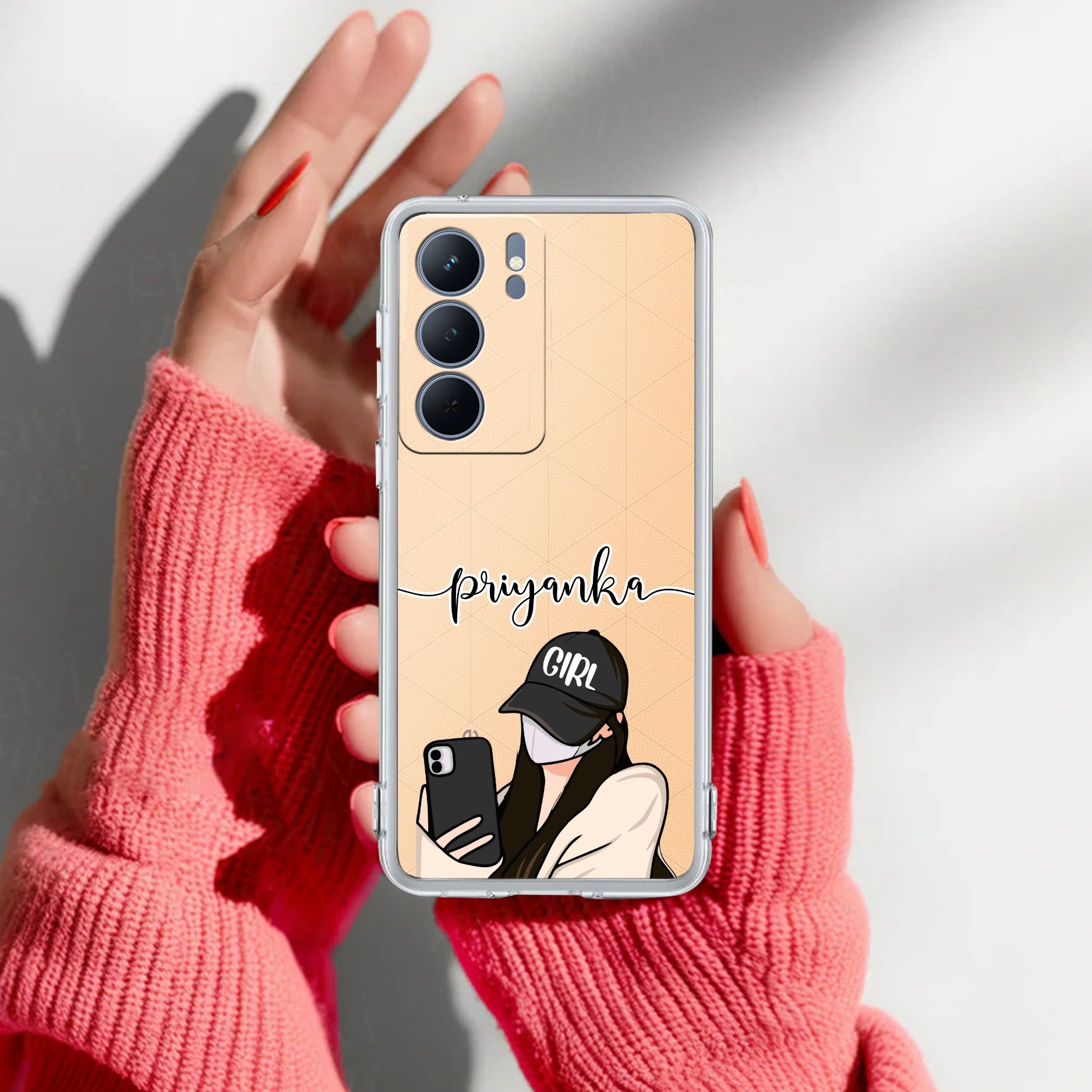 Stylish Girl With Cap Customize Transparent Silicon Case For Realme P3 Lite 5G