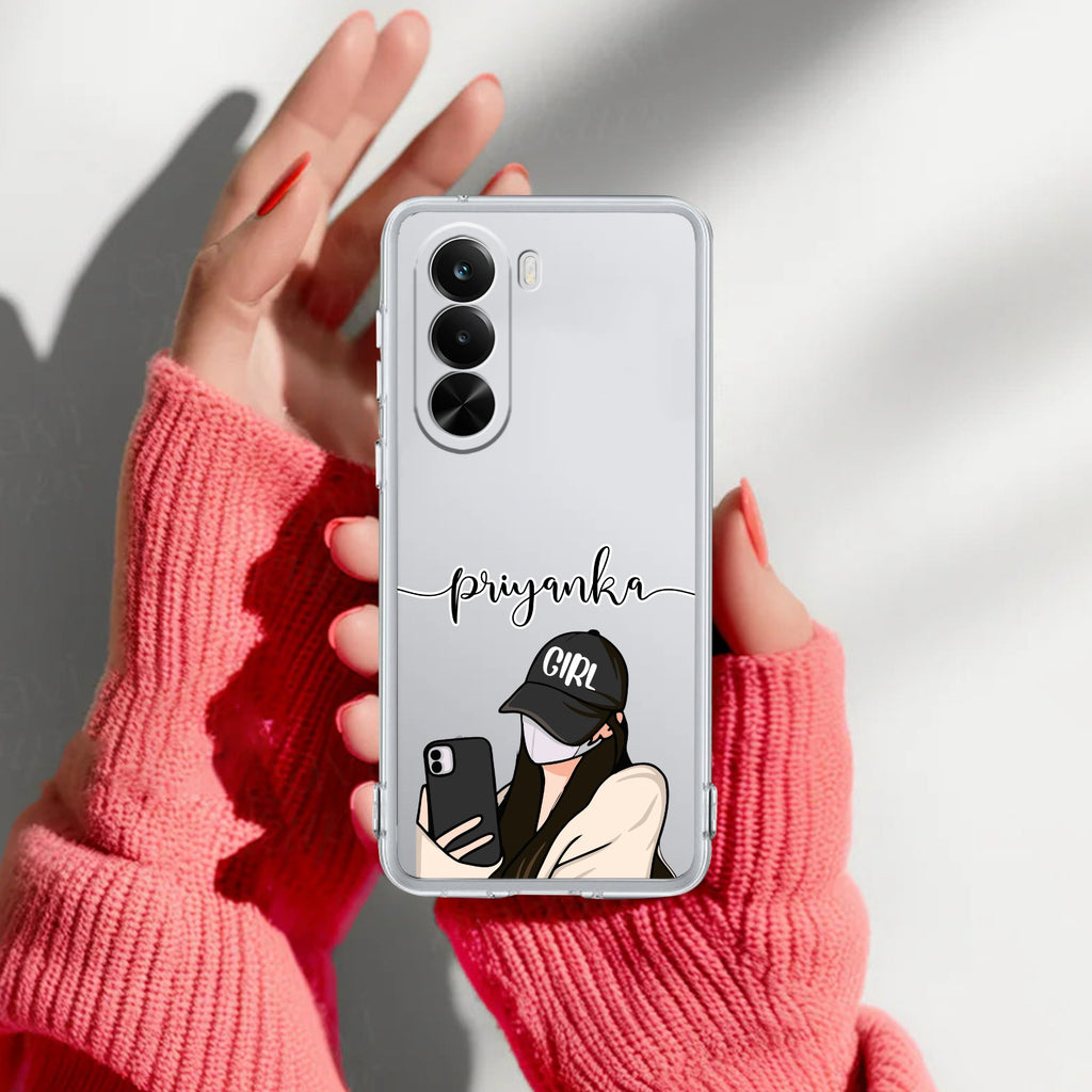 Stylish Girl With Cap Customize Anti Yelllow Case For Realme P4x 5G
