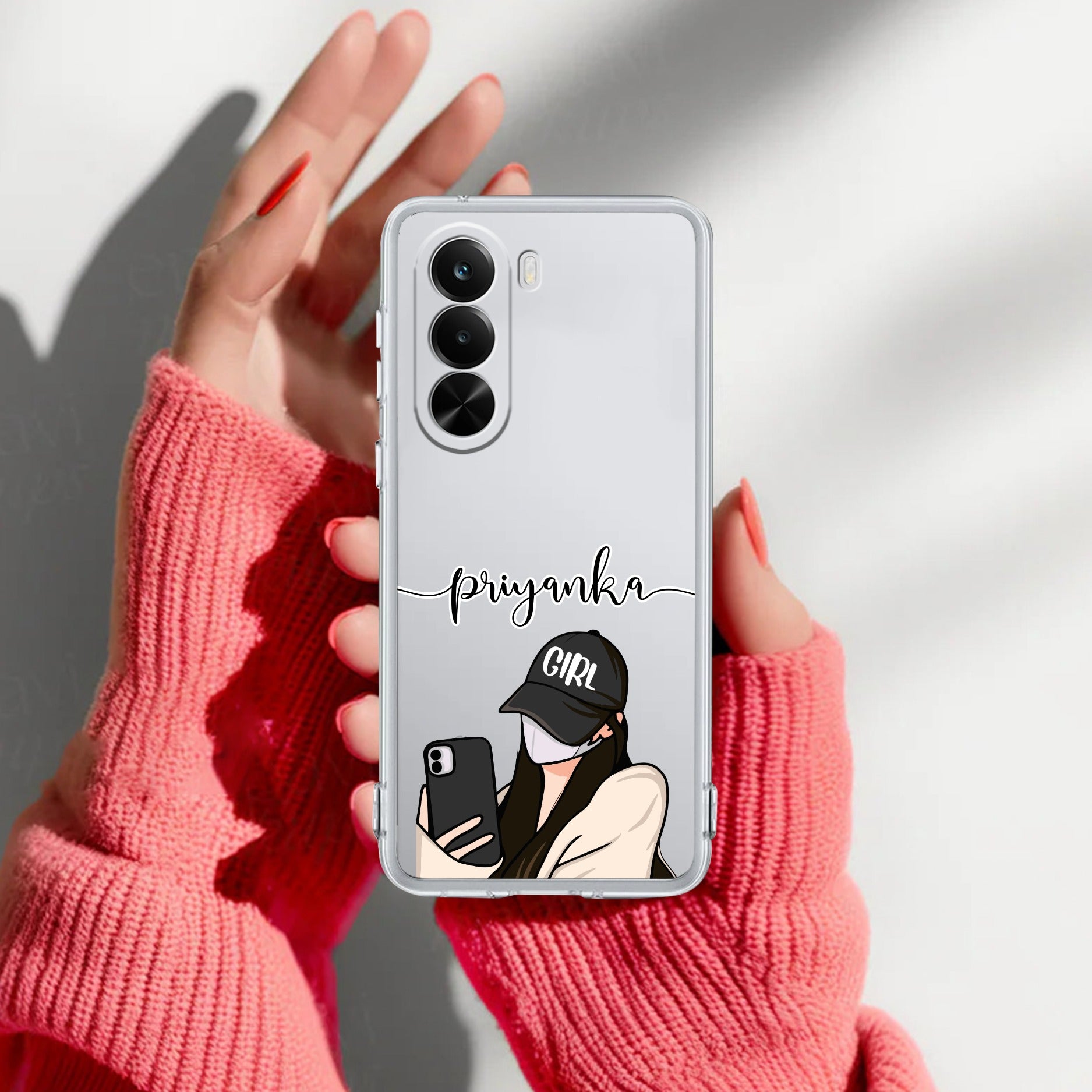 Stylish Girl With Cap Customize Anti Yelllow Case For Realme P4x 5G