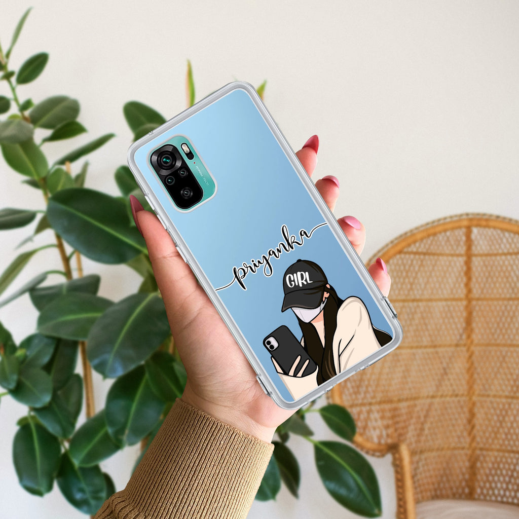 Stylish Girl With Cap Customize Transparent Silicon Case For Redmi Note 10 / 10S