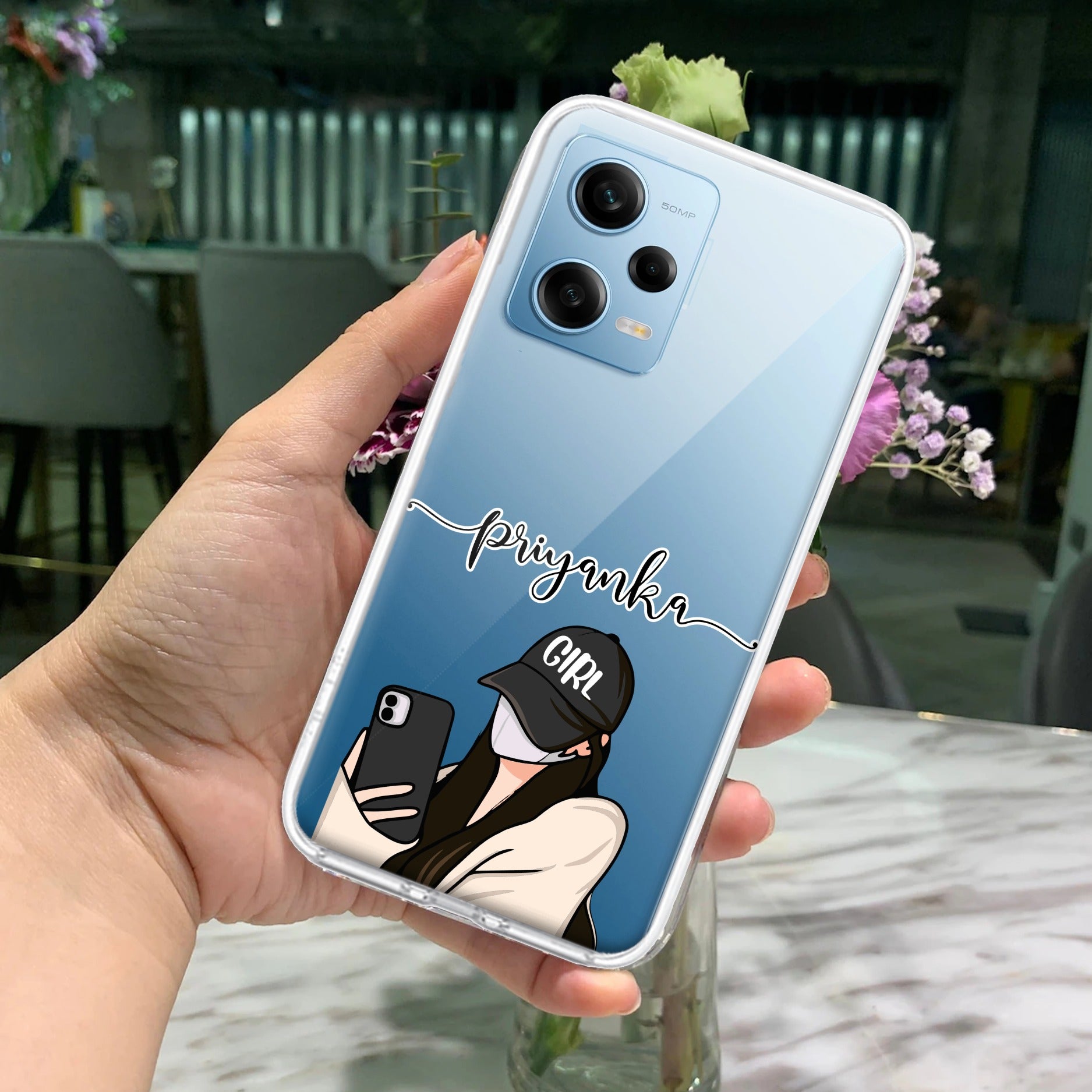 Stylish Girl With Cap Customize Transparent Silicon Case For Redmi/Xiaomi