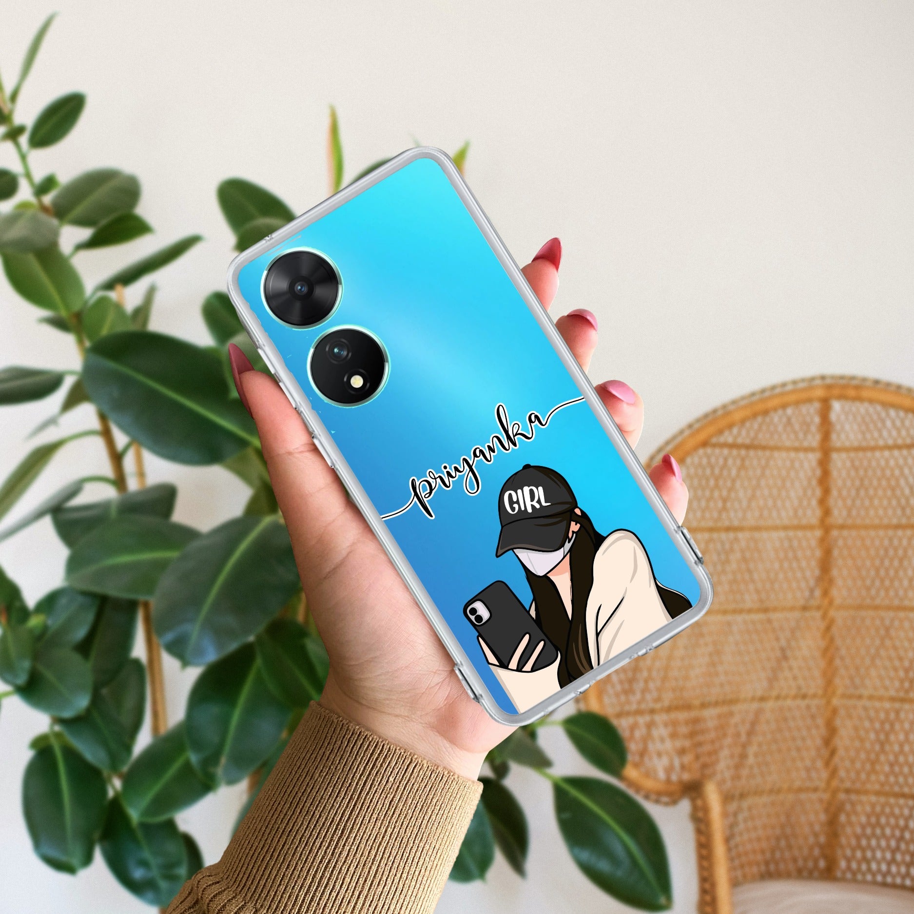 Stylish Girl With Cap Customize Transparent Silicon Case For Vivo