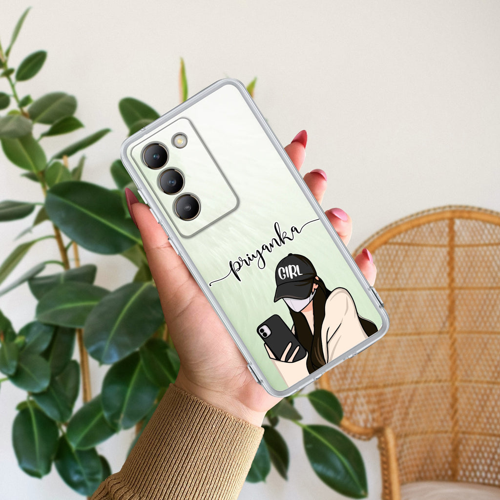 Stylish Girl With Cap Customize Anti Yellow Case For Vivo T3 5G