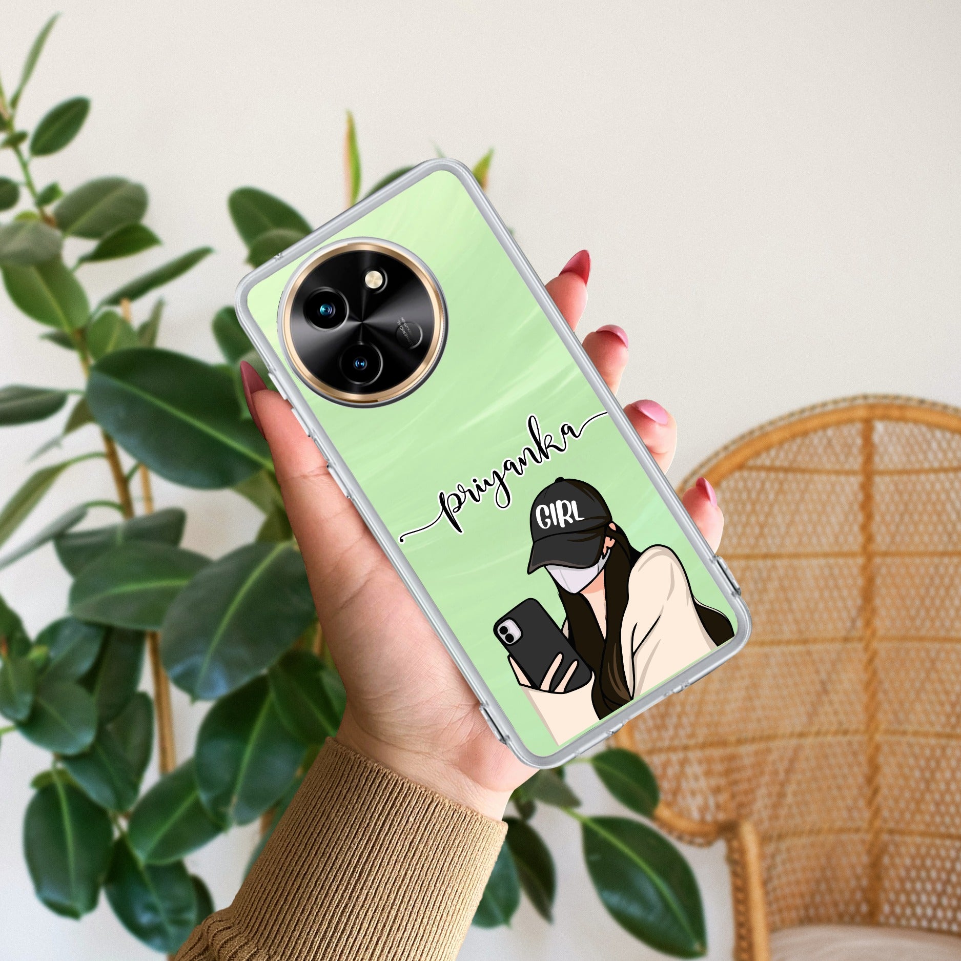 Stylish Girl With Cap Customize Transparent Silicon Case For Vivo