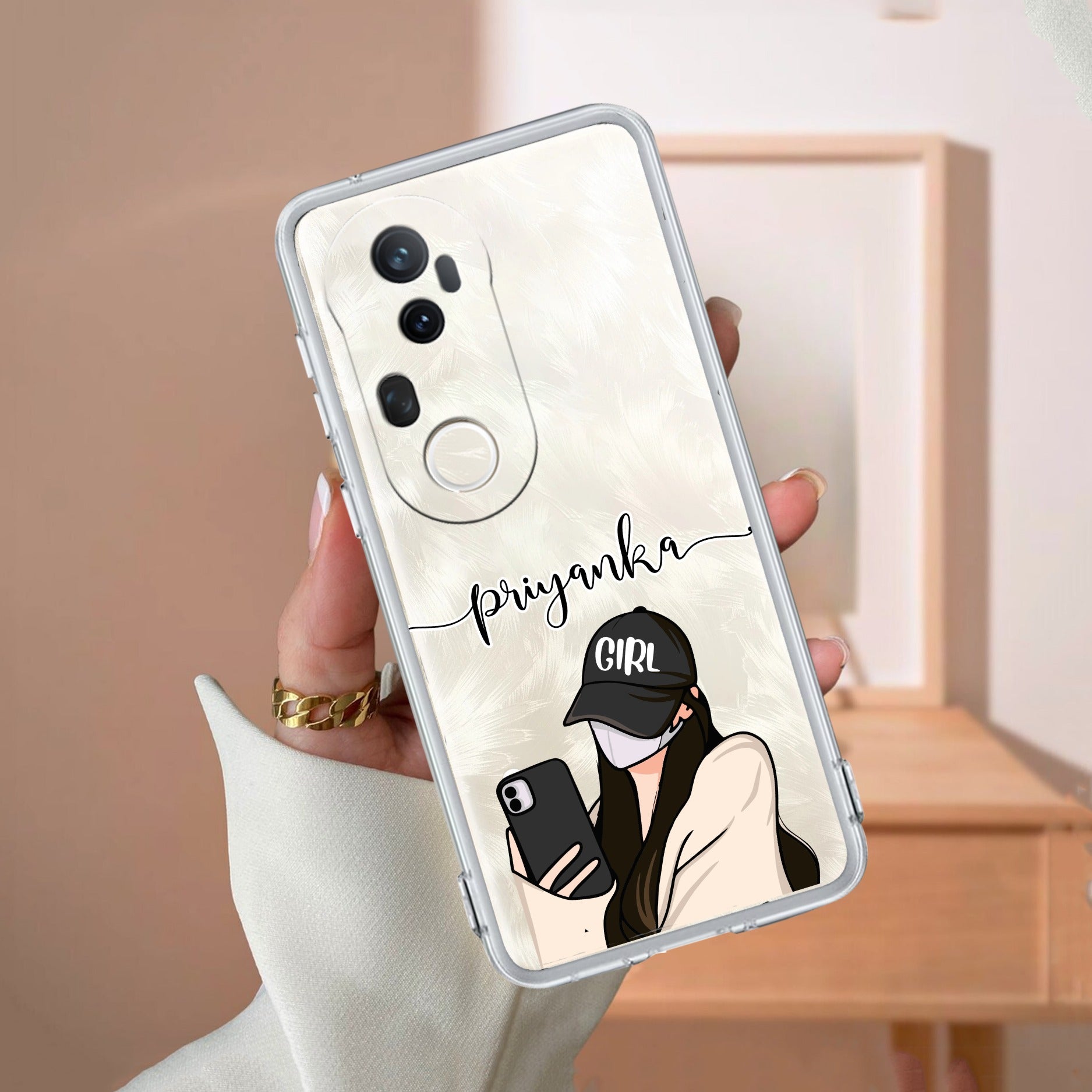 Stylish Girl With Cap Customize Transparent Silicon Case For Vivo